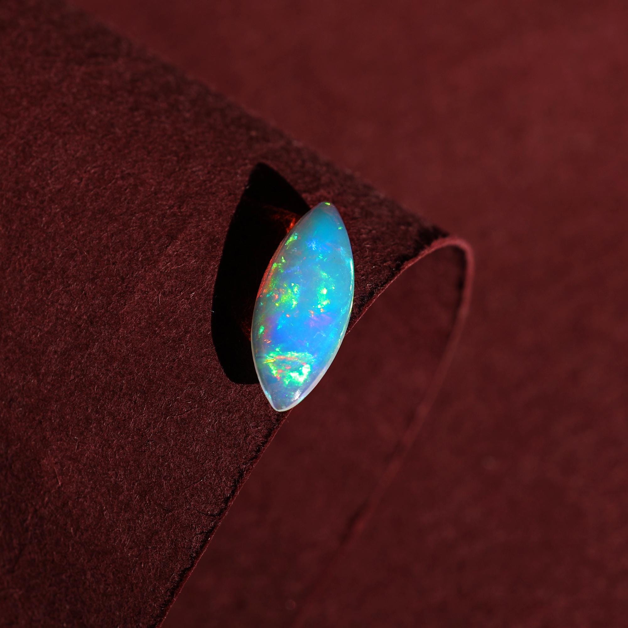 Ethiopian White Opal Cabochon: 1.42 Carat Marquise Fire Opal - October Birthstone