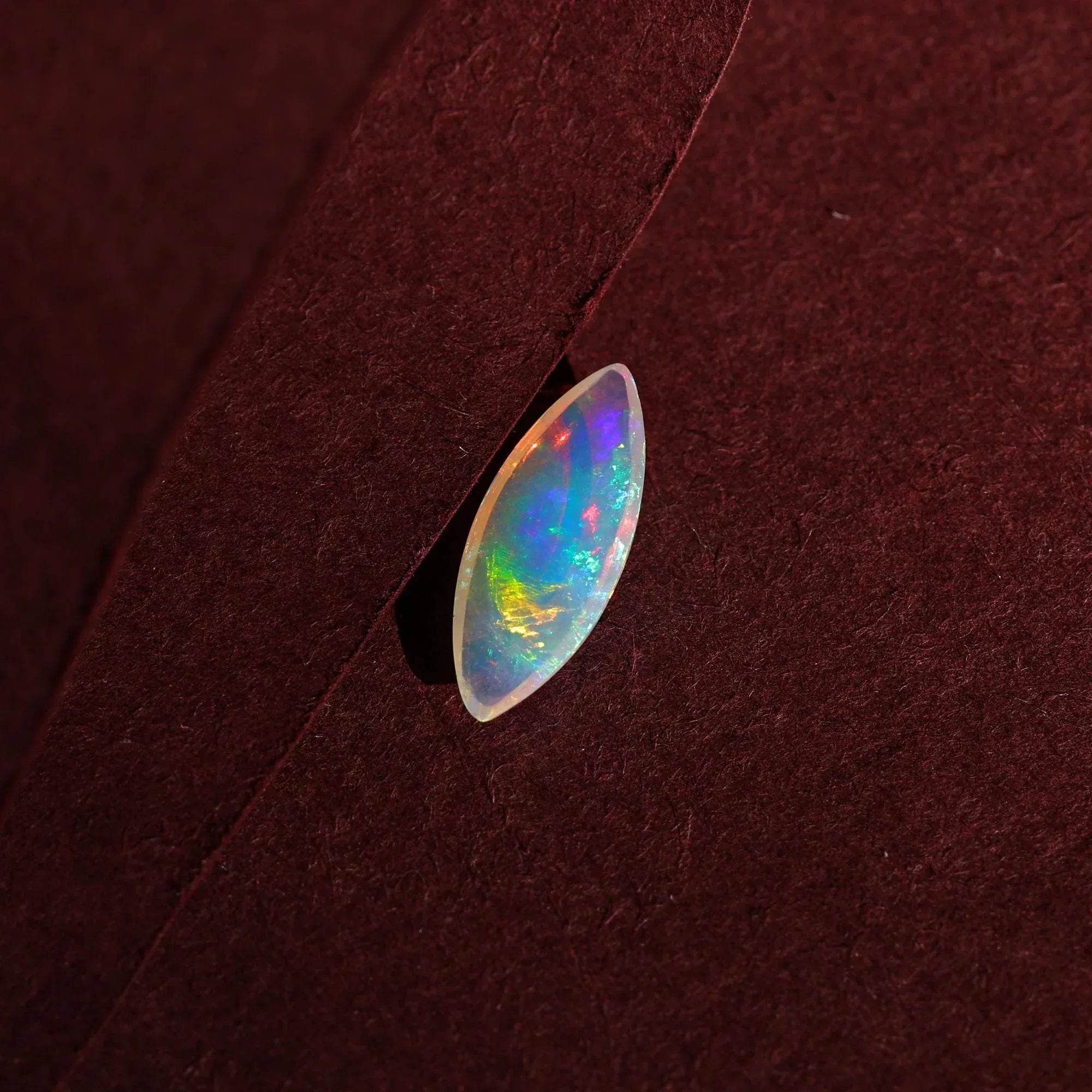 Ethiopian White Opal Cabochon: 1.42 Carat Marquise Fire Opal - October Birthstone loose gemstones