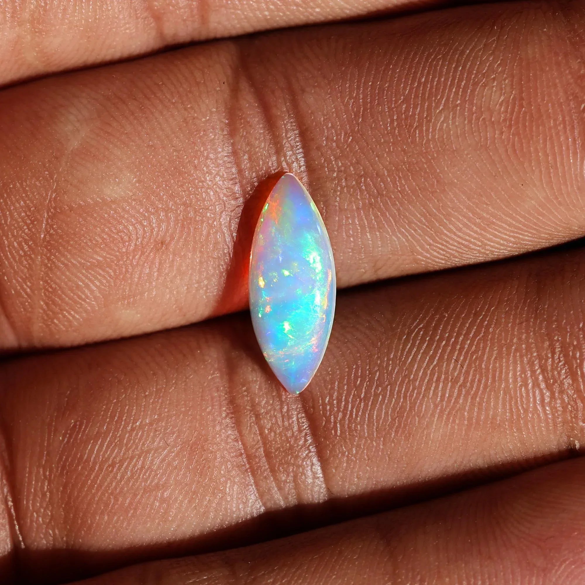 Ethiopian White Opal Cabochon: 1.42 Carat Marquise Fire Opal - October Birthstone loose gemstones