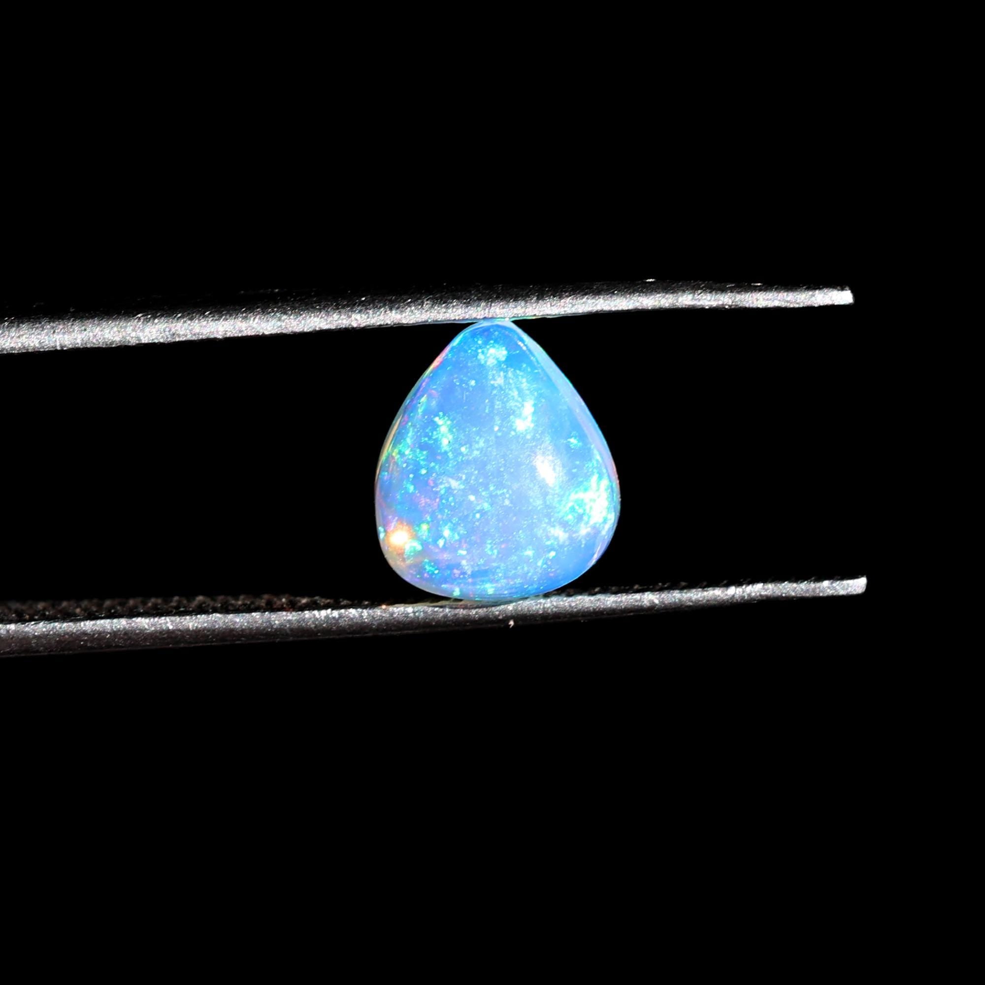 White Ethiopian Fire Opal Cabochon: 1.03 Carat Heart Gemstone for Jewelry