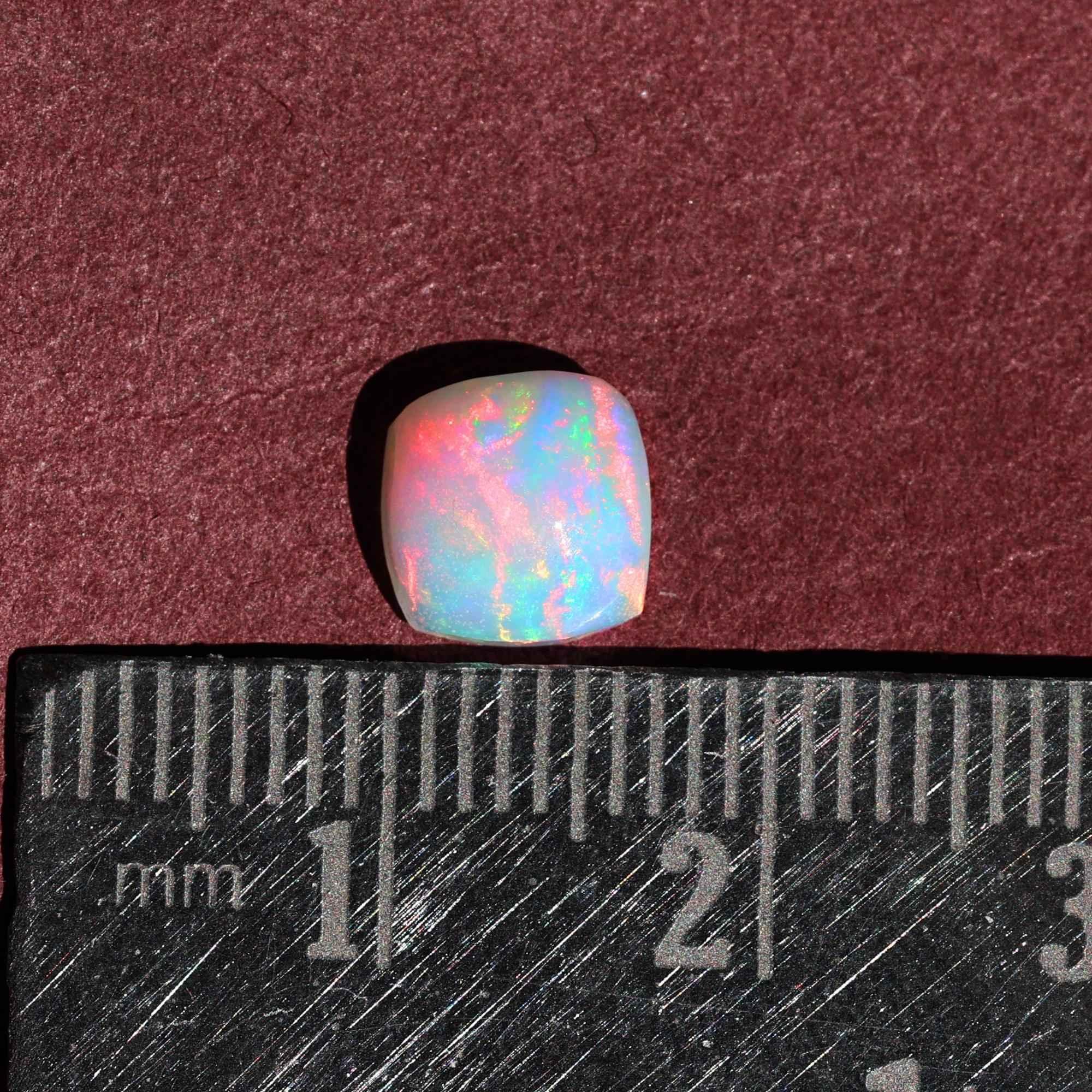 7mm White Ethiopian Opal Cabochon: Square Cushion Cut Loose Gemstone (0.98 Carat) loose gemstones