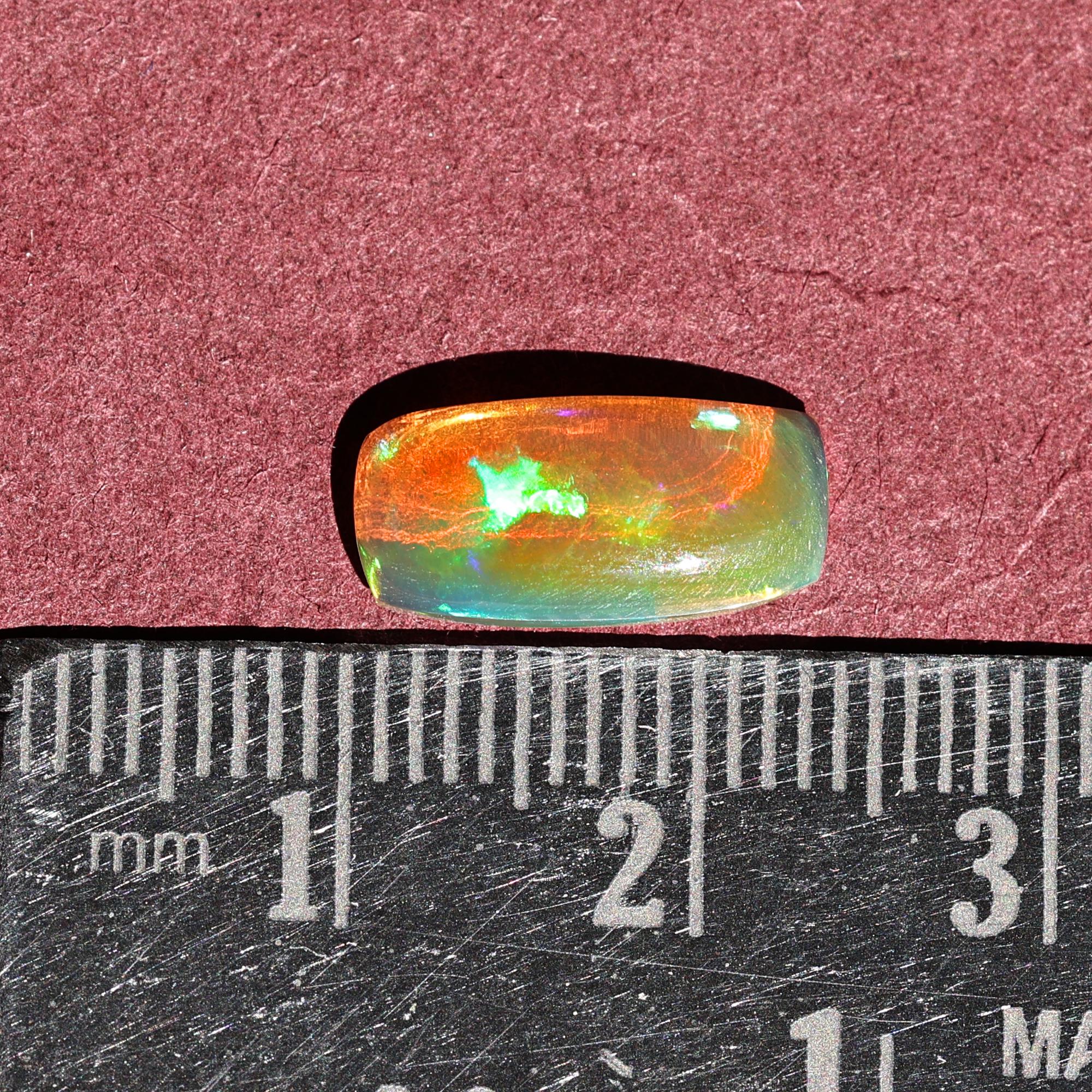 1.82 Carat Ethiopian Fire Opal Cabochon: White Cushion Gemstone