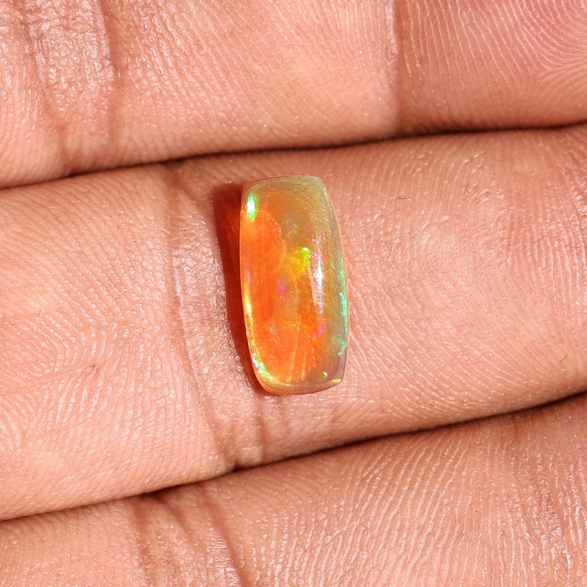 1.82 Carat Ethiopian Fire Opal Cabochon: White Cushion Gemstone