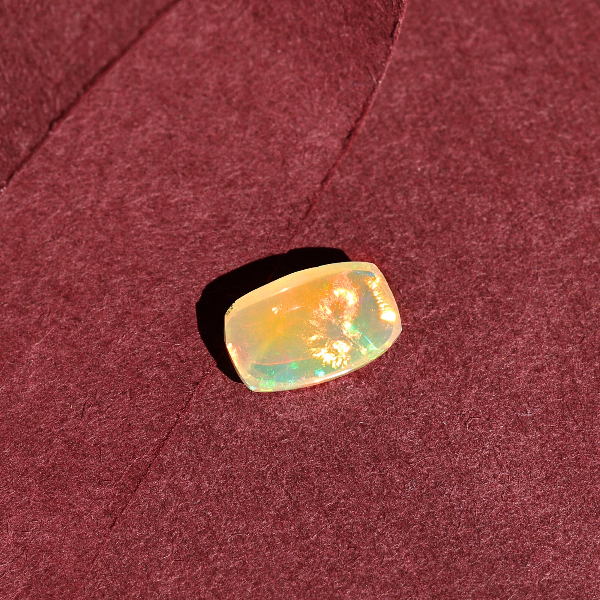 1.50 Carat Ethiopian Fire Opal Gemstone: Long Cushion Cabochon