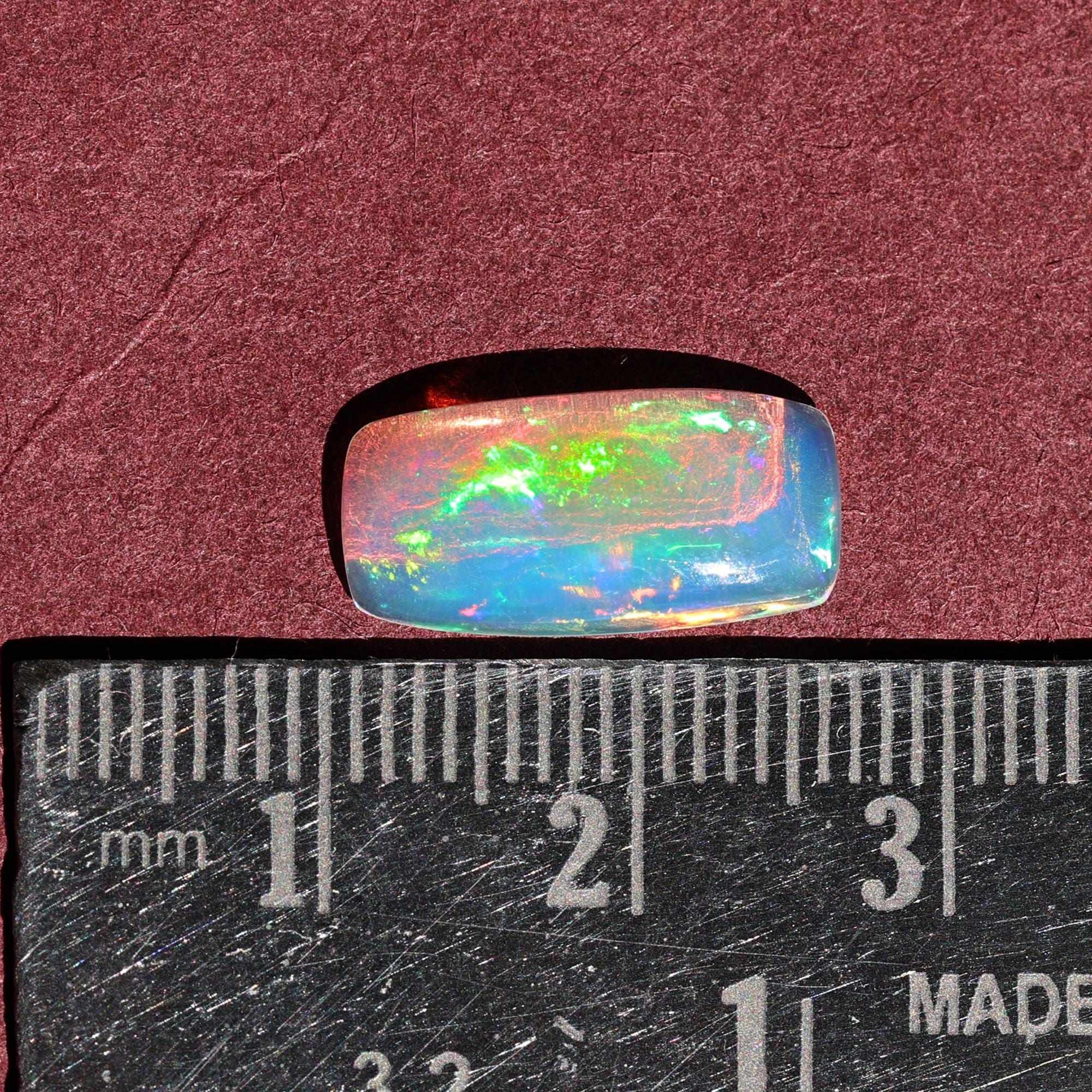 Loose Ethiopian Fire Opal Cabochon: 2.68 Carat White Gemstone for Jewelry