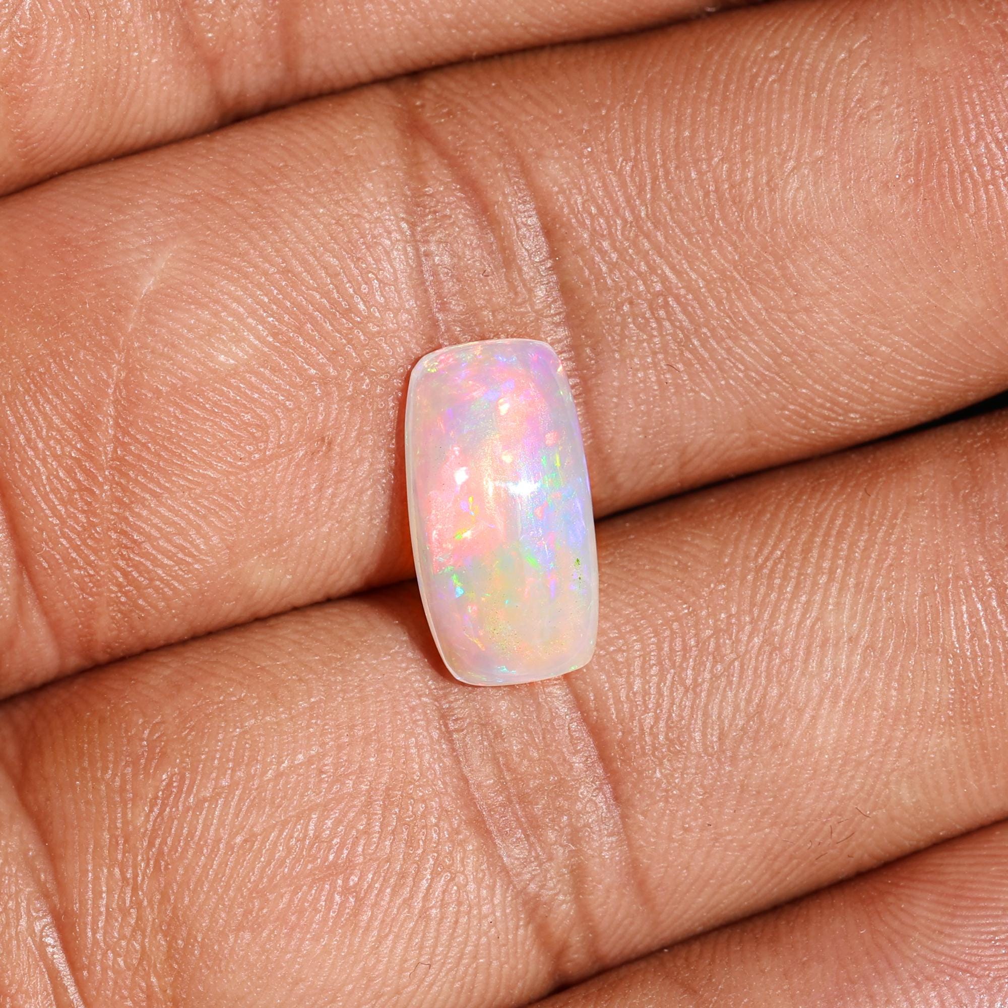 2.32 Carat Opal Gemstone: Natural Ethiopian White Fire Opal for Jewelry Making