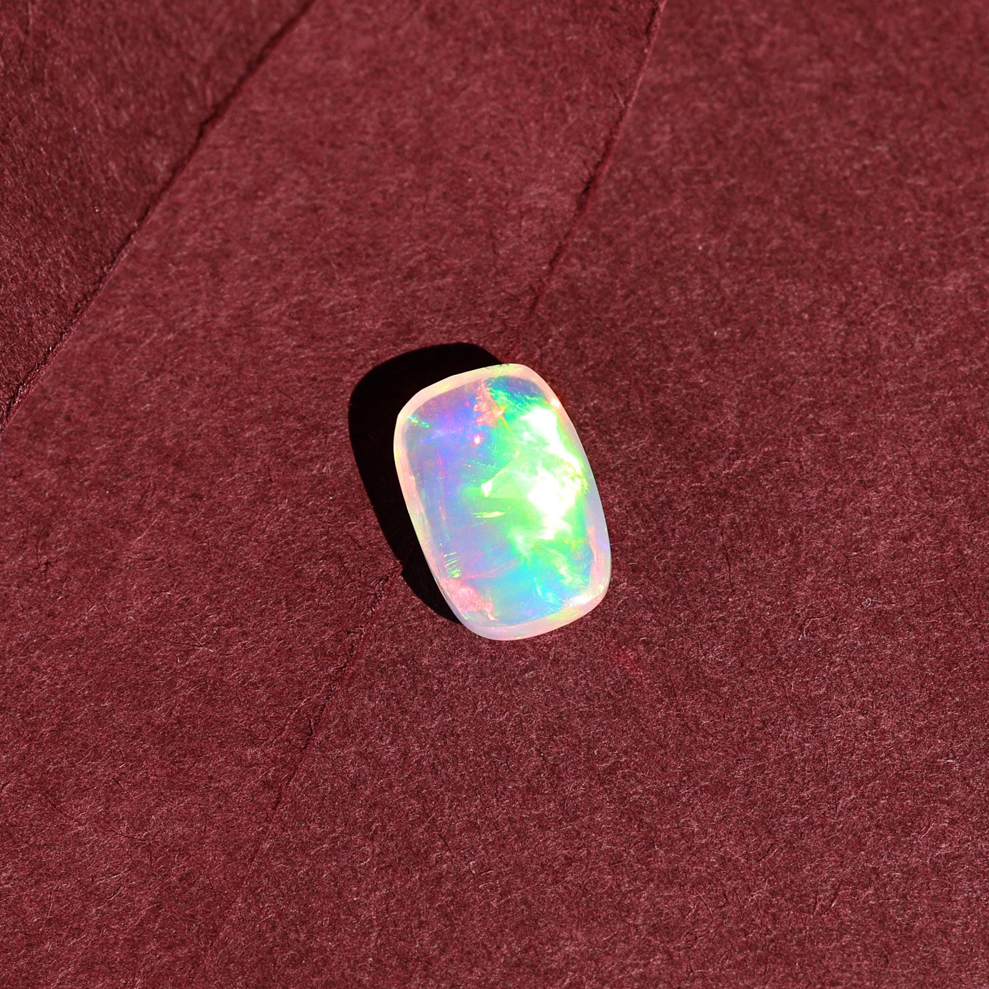 Ethiopian Fire Opal Cabochon: 1.85 Carat White Gemstone for Jewelry