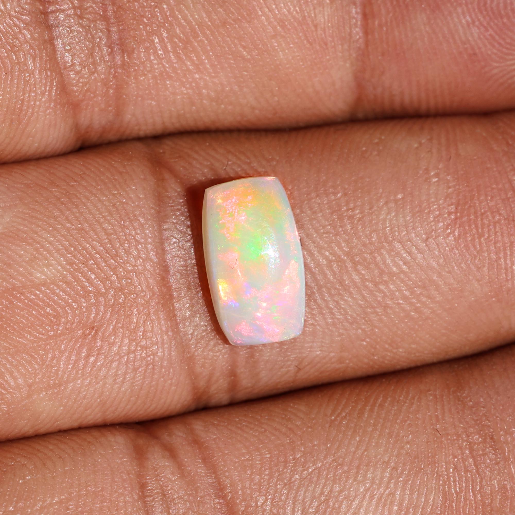 1.70 Carat Welo Fire Opal Cabochon: Ethiopian White Opal Gemstone, Jewelry Making