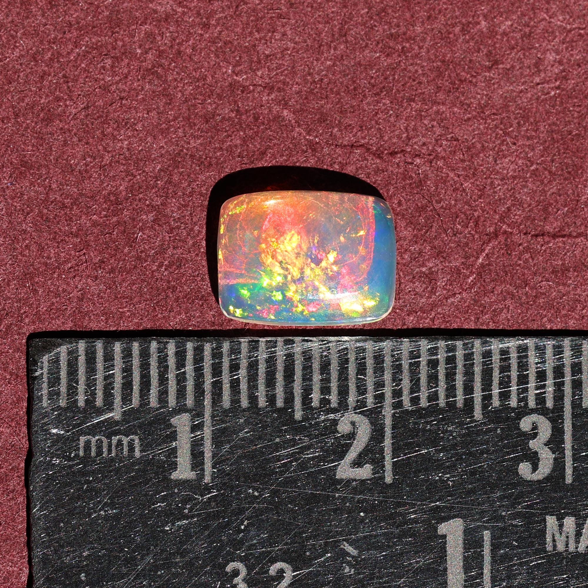 1.40 Carat Ethiopian Welo Opal Cabochon: AAA+ Grade White Fire Opal, October Birthstone