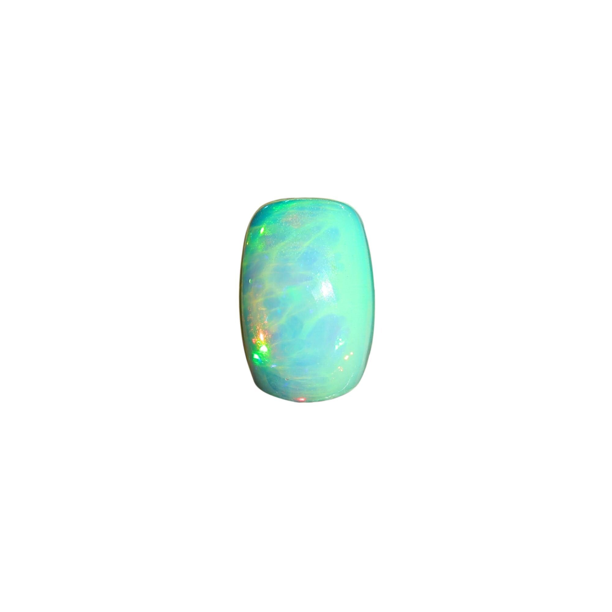 Loose White Ethiopian Opal Gemstone: 1.69 Carat Natural Fire Opal Cabochon for Jewelry Making