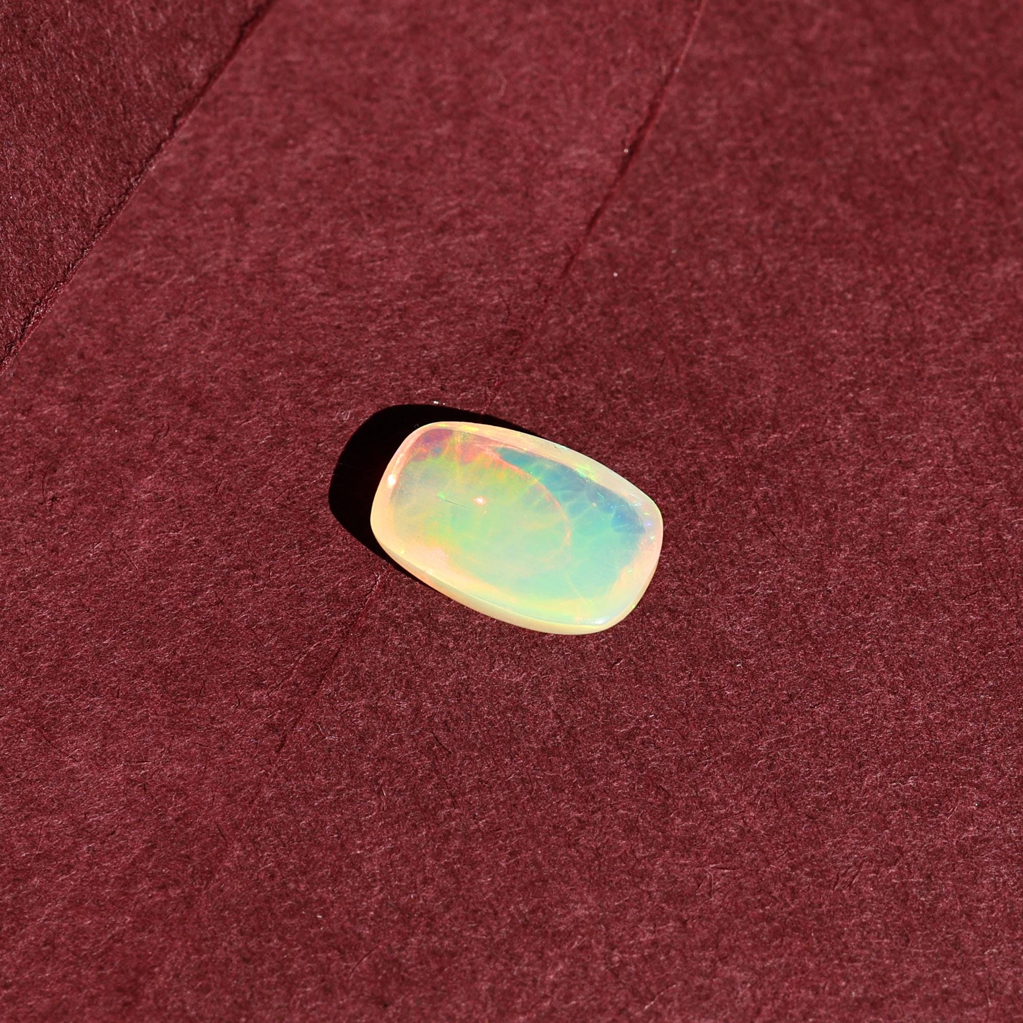 Loose White Ethiopian Opal Gemstone: 1.69 Carat Natural Fire Opal Cabochon for Jewelry Making