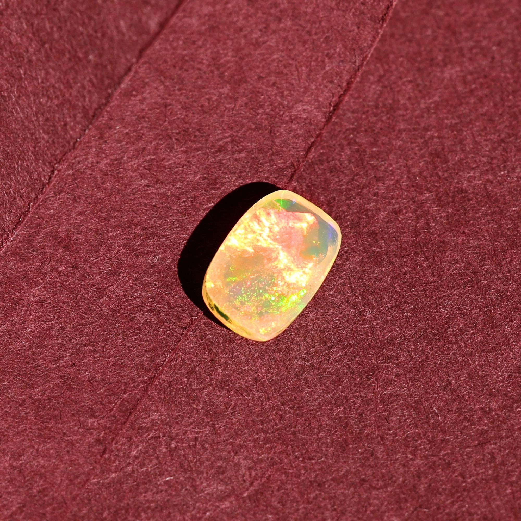 1.47 Carat Yellow Fire Opal Cabochon Gemstone: White Ethiopian Opal for Jewelry