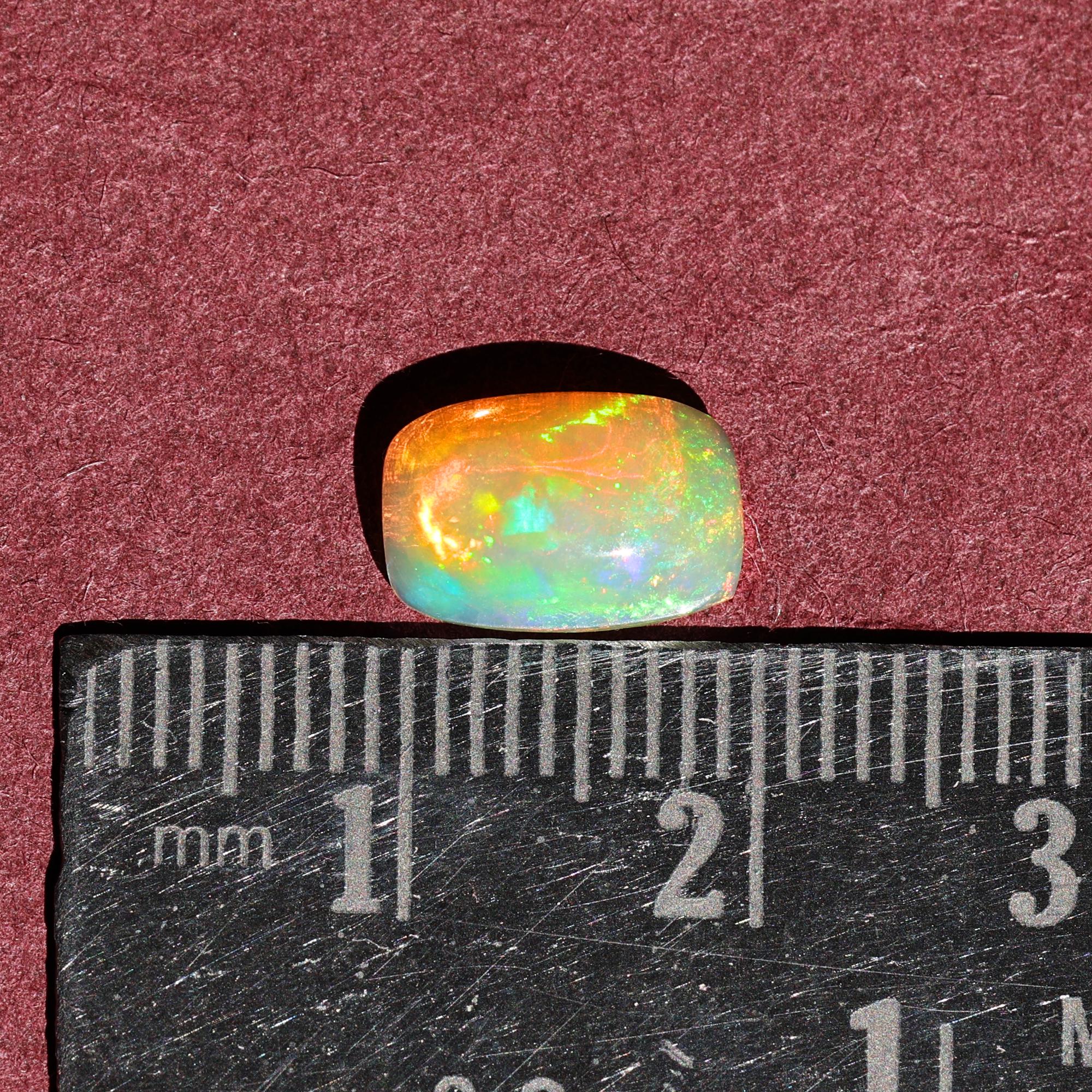 1.47 Carat Yellow Fire Opal Cabochon Gemstone: White Ethiopian Opal for Jewelry