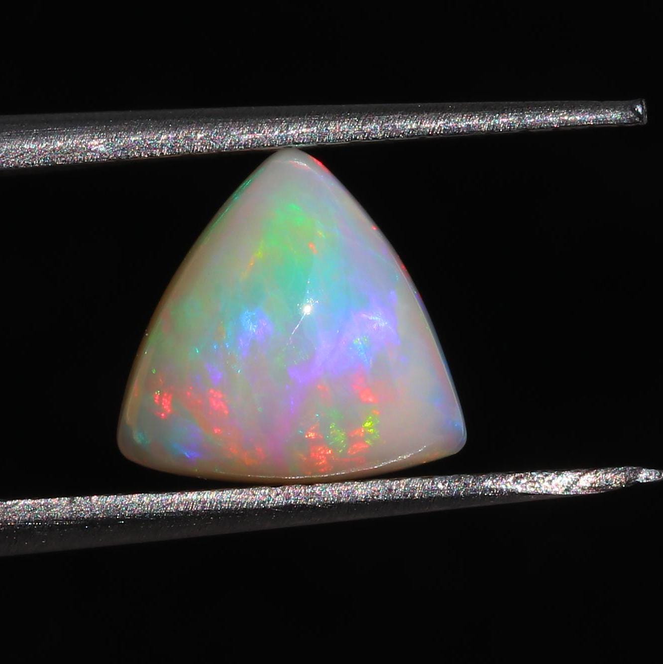 White Ethiopian Opal Cabochon: Trillion Fire Opal Gemstone, 1.52ct Loose Stone Making Jewelry