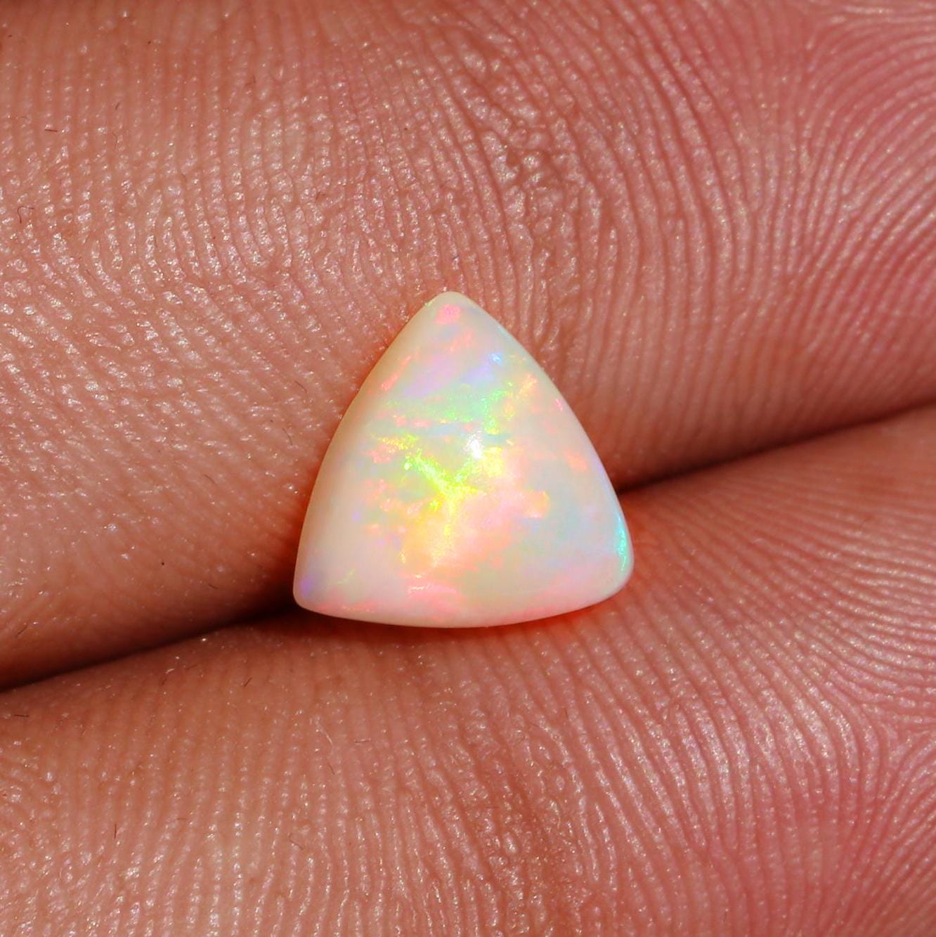 White Ethiopian Opal Cabochon: Trillion Fire Opal Gemstone, 1.52ct Loose Stone Making Jewelry