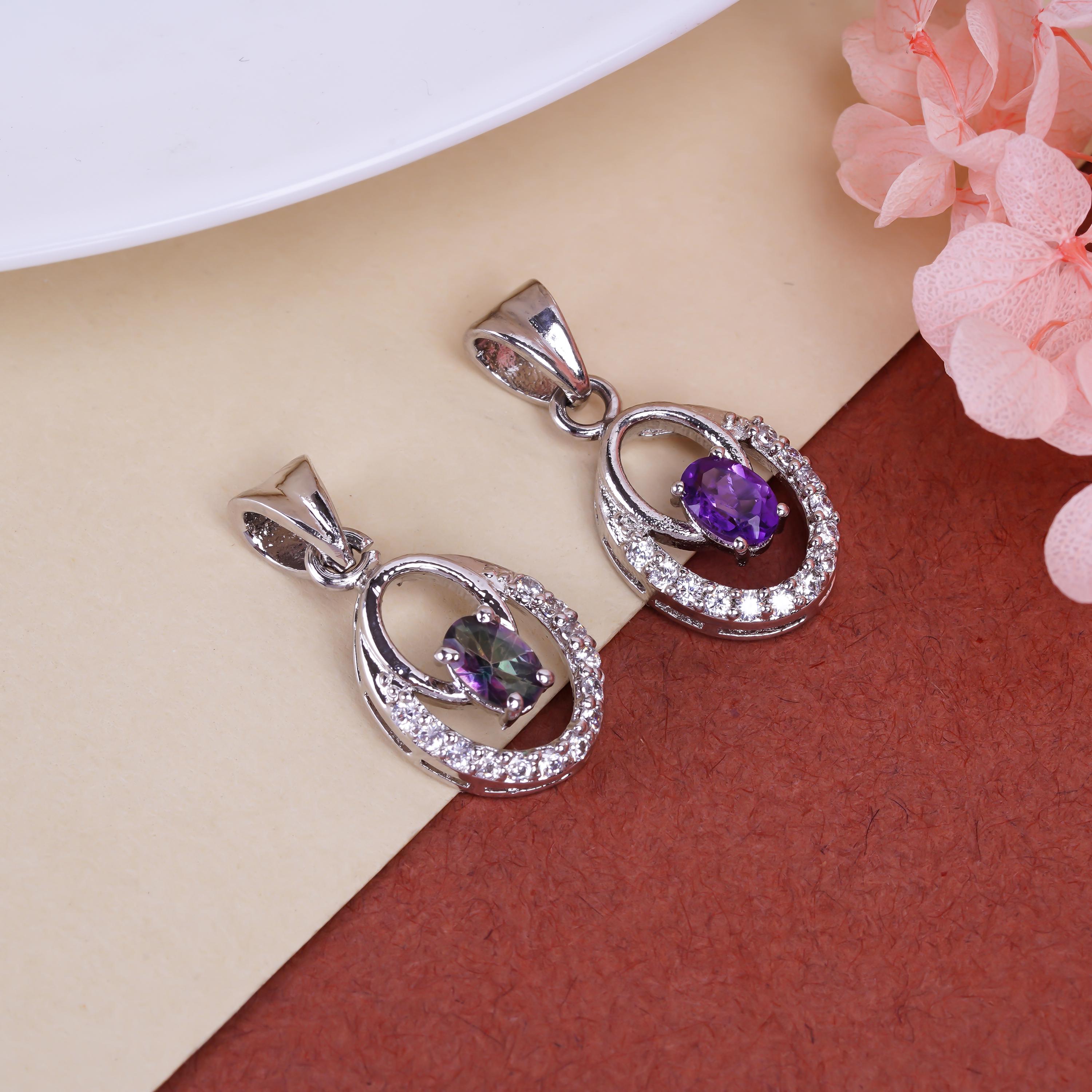 Handmade Gemstone Pendant: 925 Silver Amethyst, Citrine & Garnet