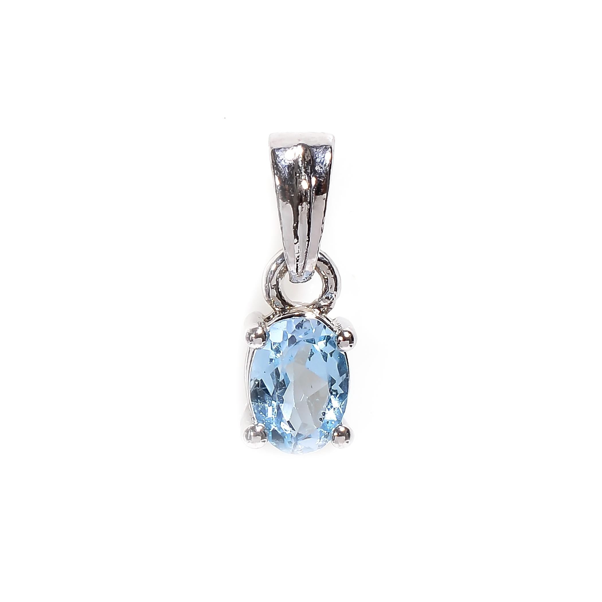 Oval Sky Blue Topaz Pendant: Handmade 925 Sterling Silver (5x7mm)