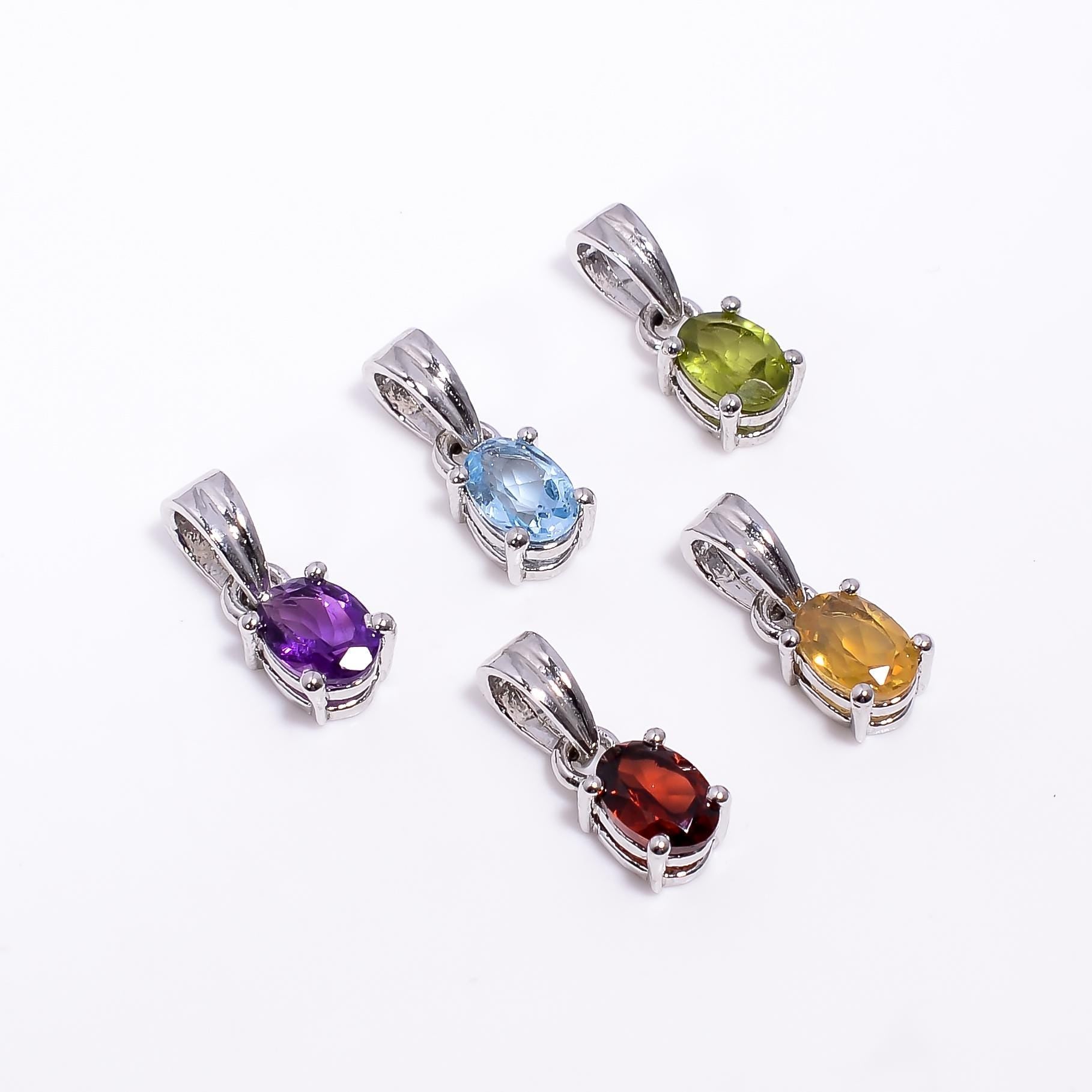 Oval Sky Blue Topaz Pendant: Handmade 925 Sterling Silver (5x7mm)