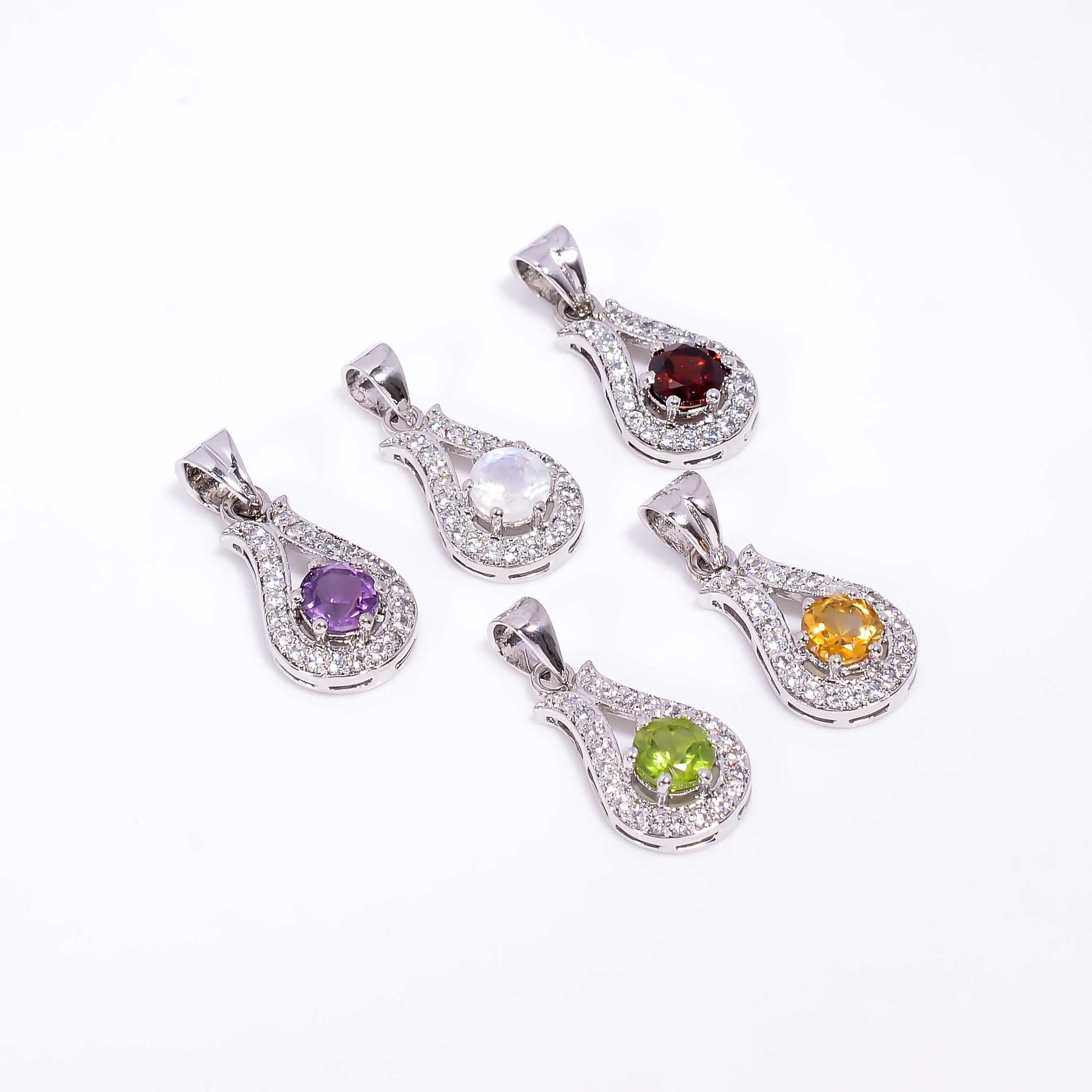 Handmade Sterling Silver Gemstone Pendant: Round Cut Peridot, 6mm