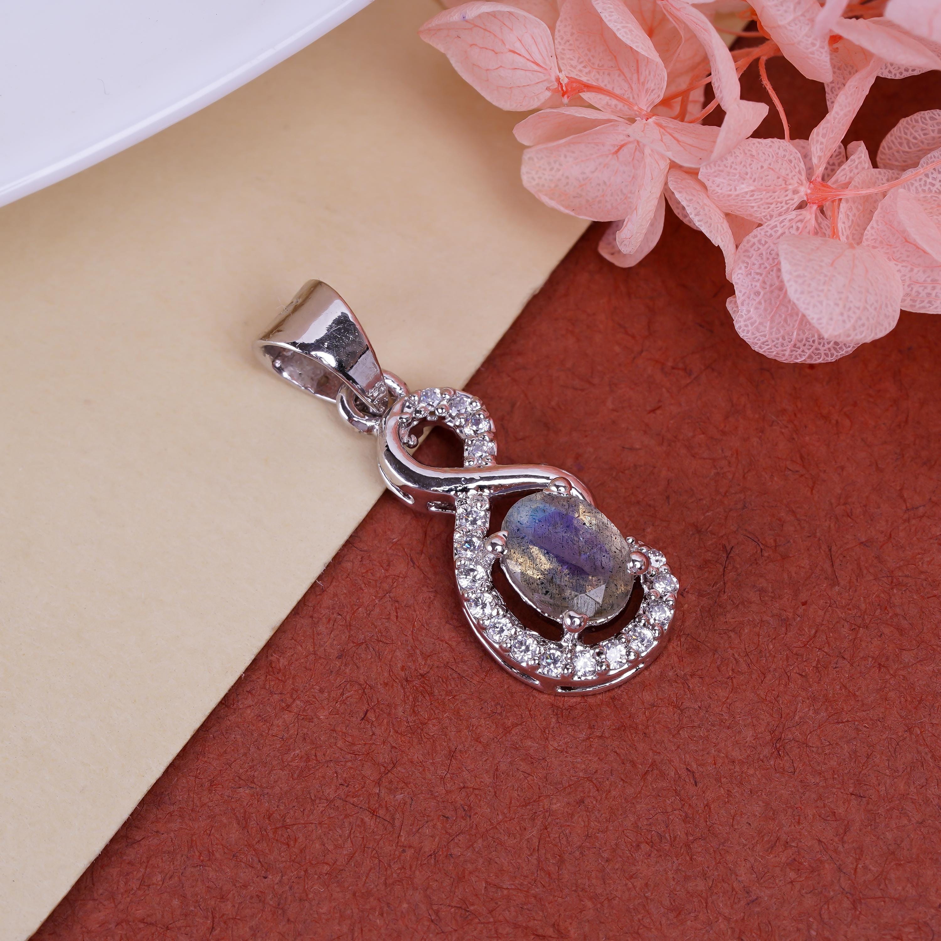 Labradorite, Citrine & Garnet Pendant: Sterling Silver Boho Gemstone Jewelry