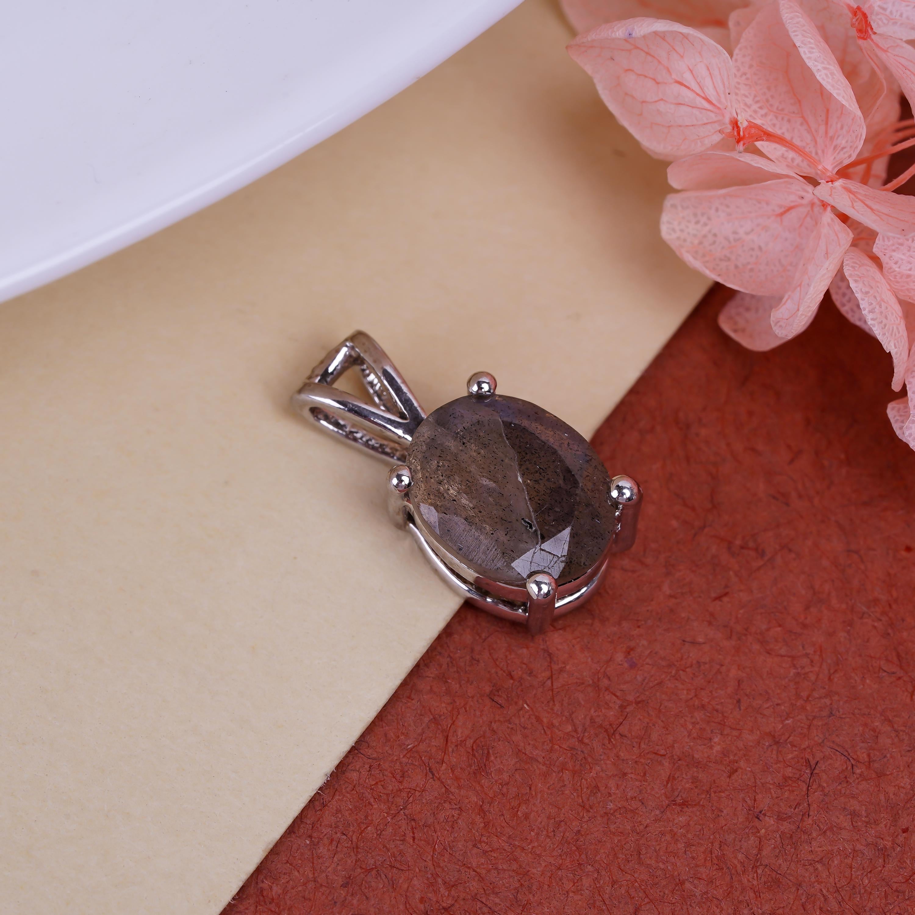 Oval Birthstone Pendant: 925 Silver Gemstone Necklace, Handmade Jewelry