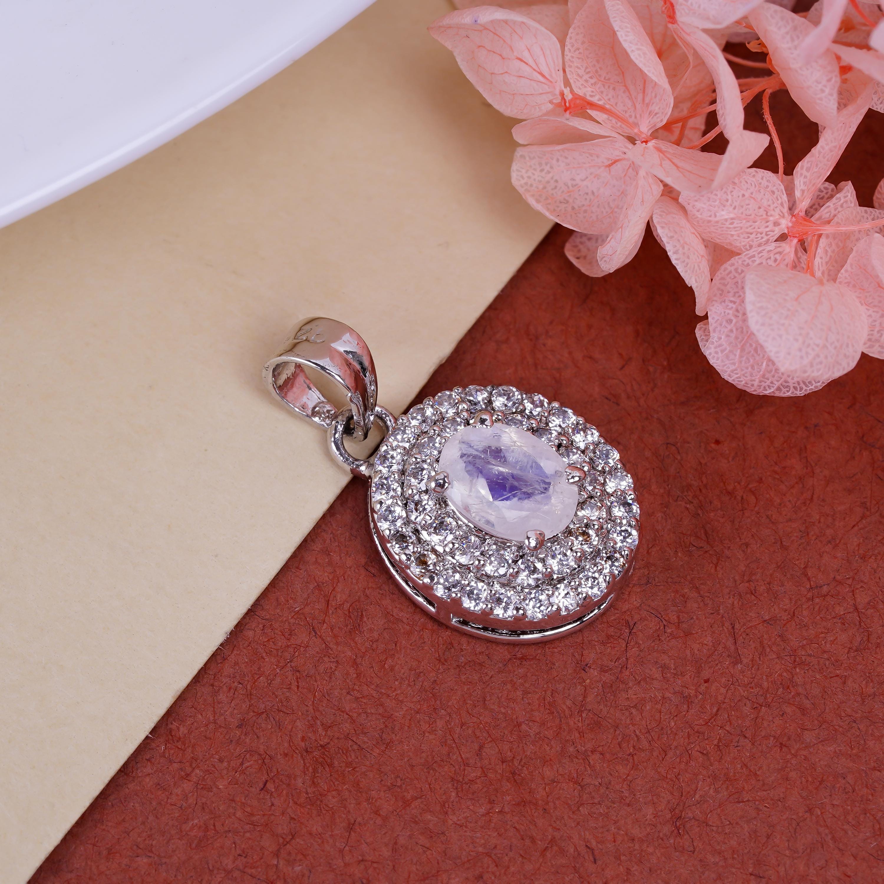 Amethyst & Citrine Pendant: Sterling Silver Oval Gemstone Boho Jewelry