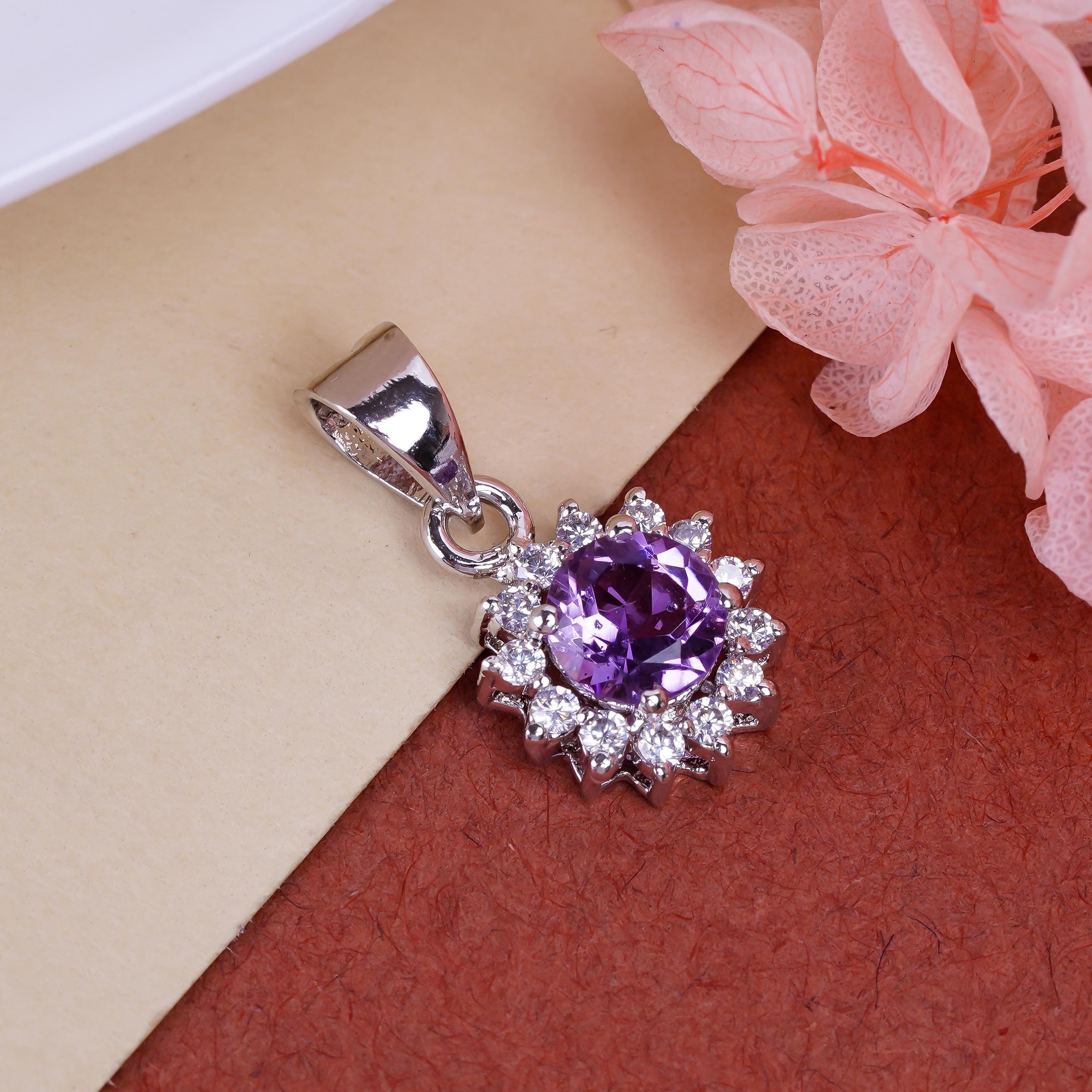 Handmade Sterling Silver Flower Pendant: 6mm Moonstone Jewelry