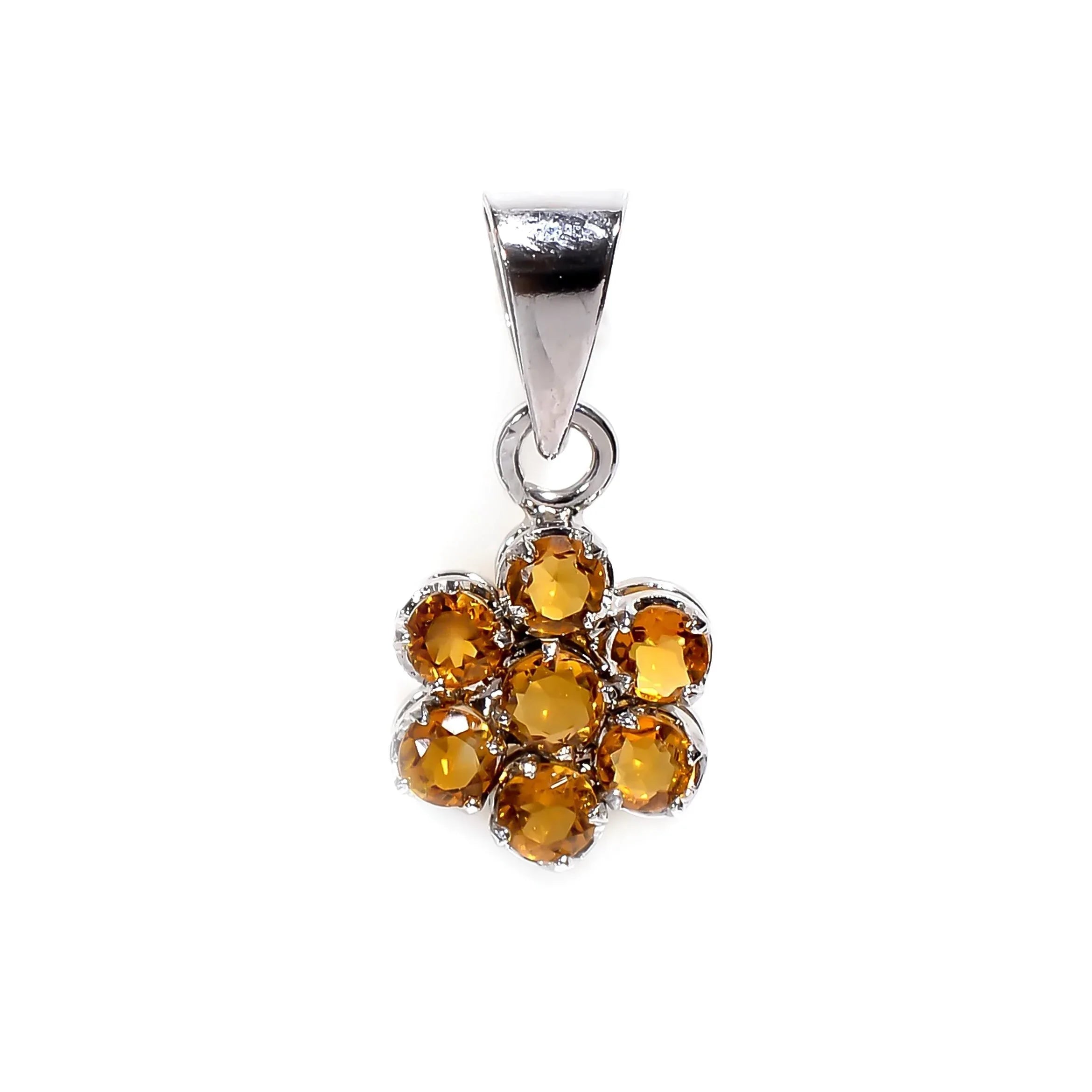 Flower Gemstone Pendant: 925 Sterling Silver, Handmade Jewelry