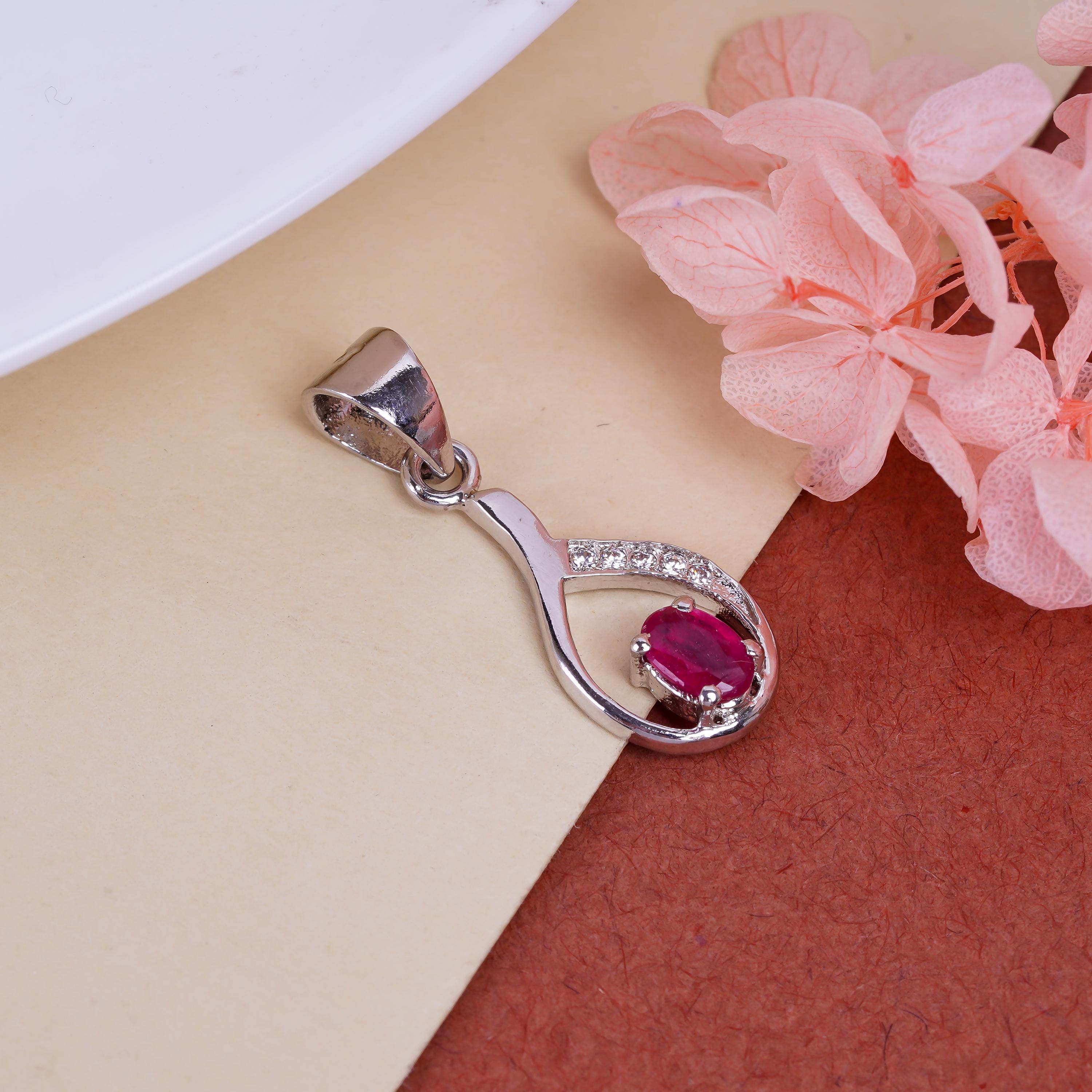 Ruby Pendant: 925 Sterling Silver, Oval Gemstone (4x6mm)