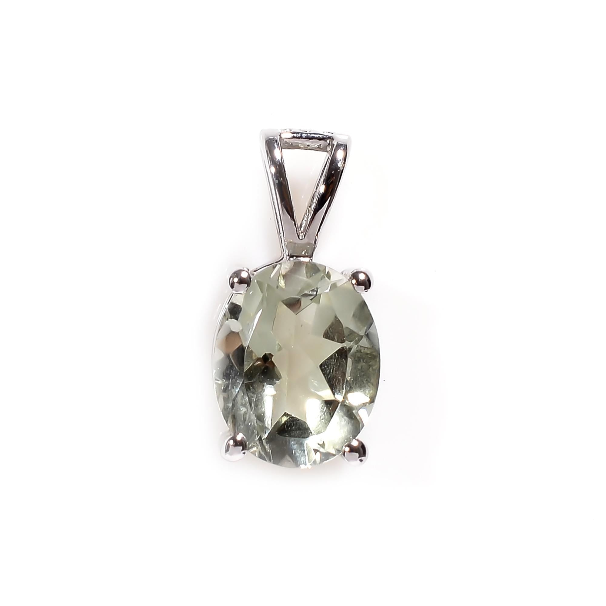 Sterling Silver Gemstone Pendant: Lemon Quartz, Citrine, Green Amethyst (8x10mm)