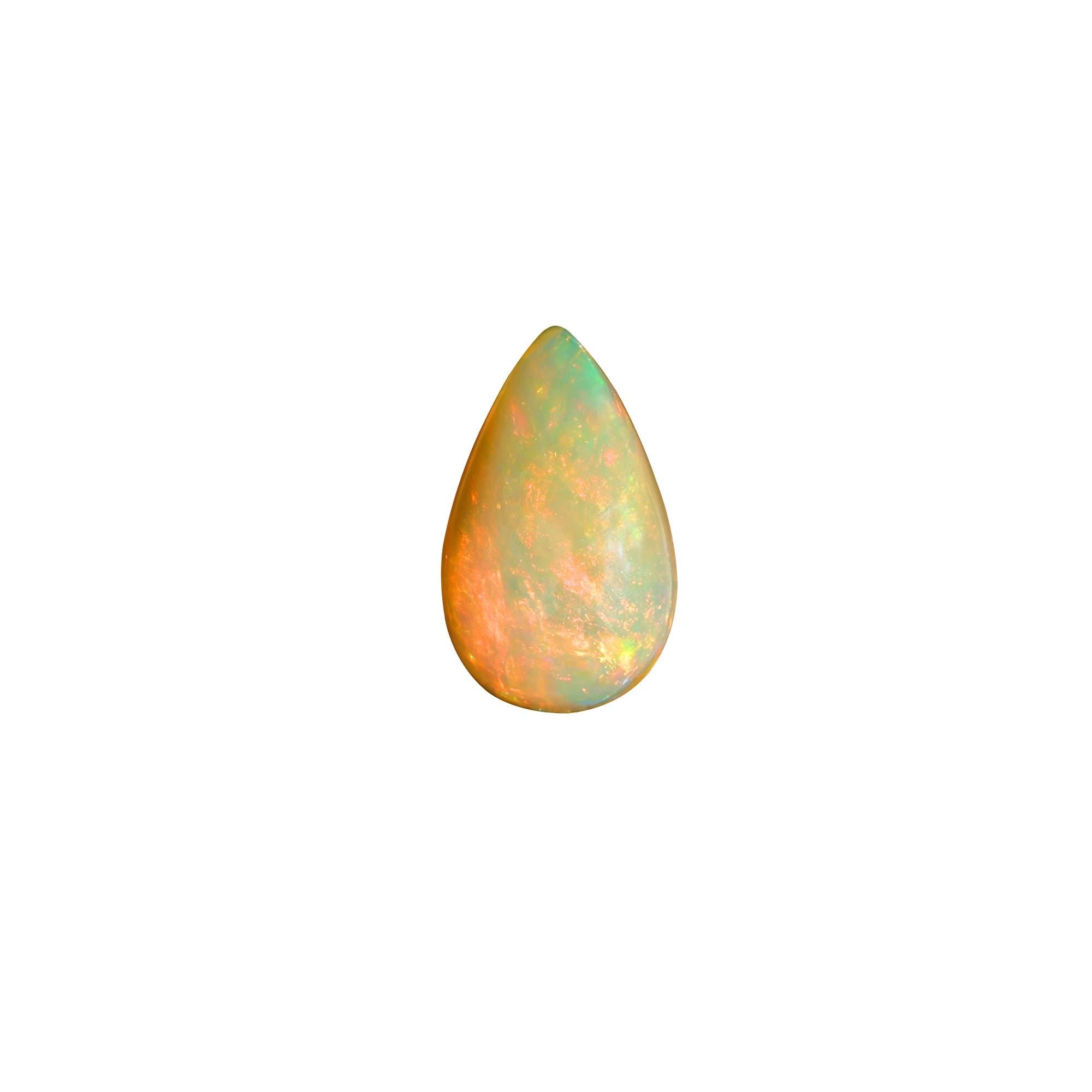 2.70 Carat Ethiopian Fire Opal Cabochon: Pear Shape Loose Gemstone