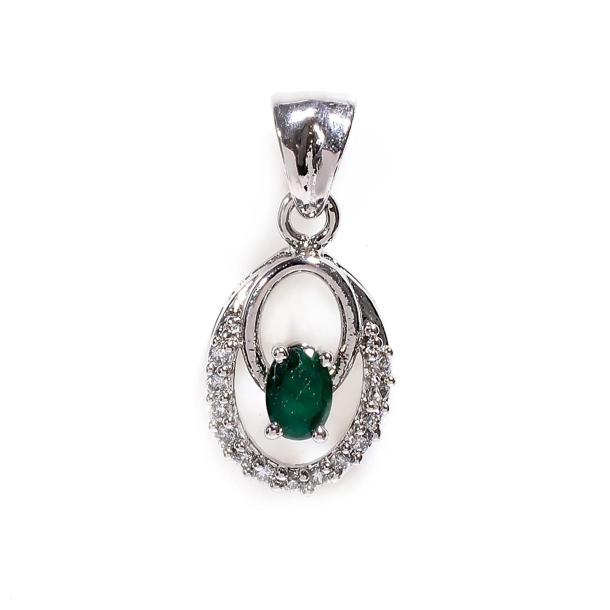 Handmade 925 Sterling Silver Gemstone Pendant: Oval Ruby, Emerald, Sapphire
