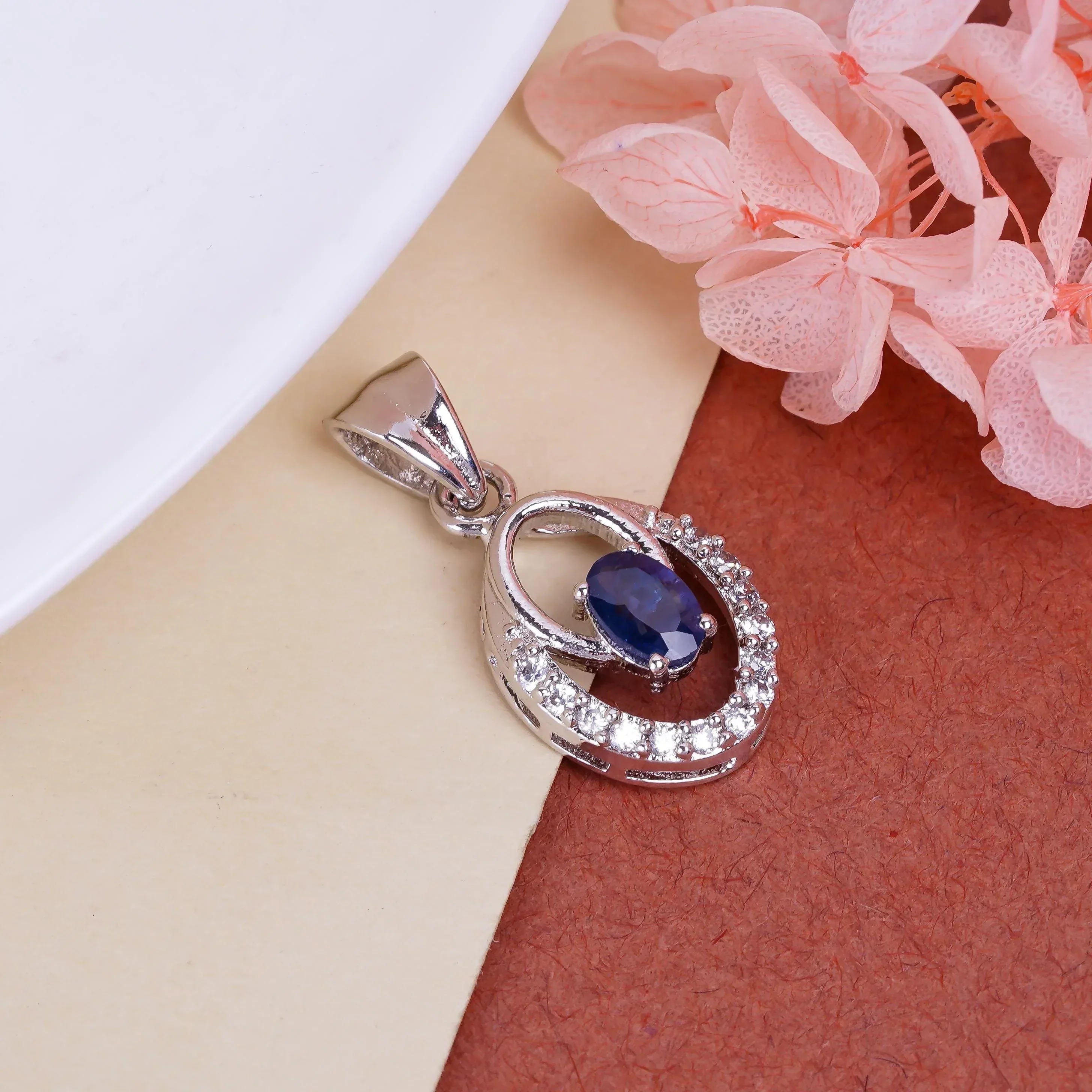 Handmade 925 Sterling Silver Gemstone Pendant: Oval Ruby, Emerald, Sapphire
