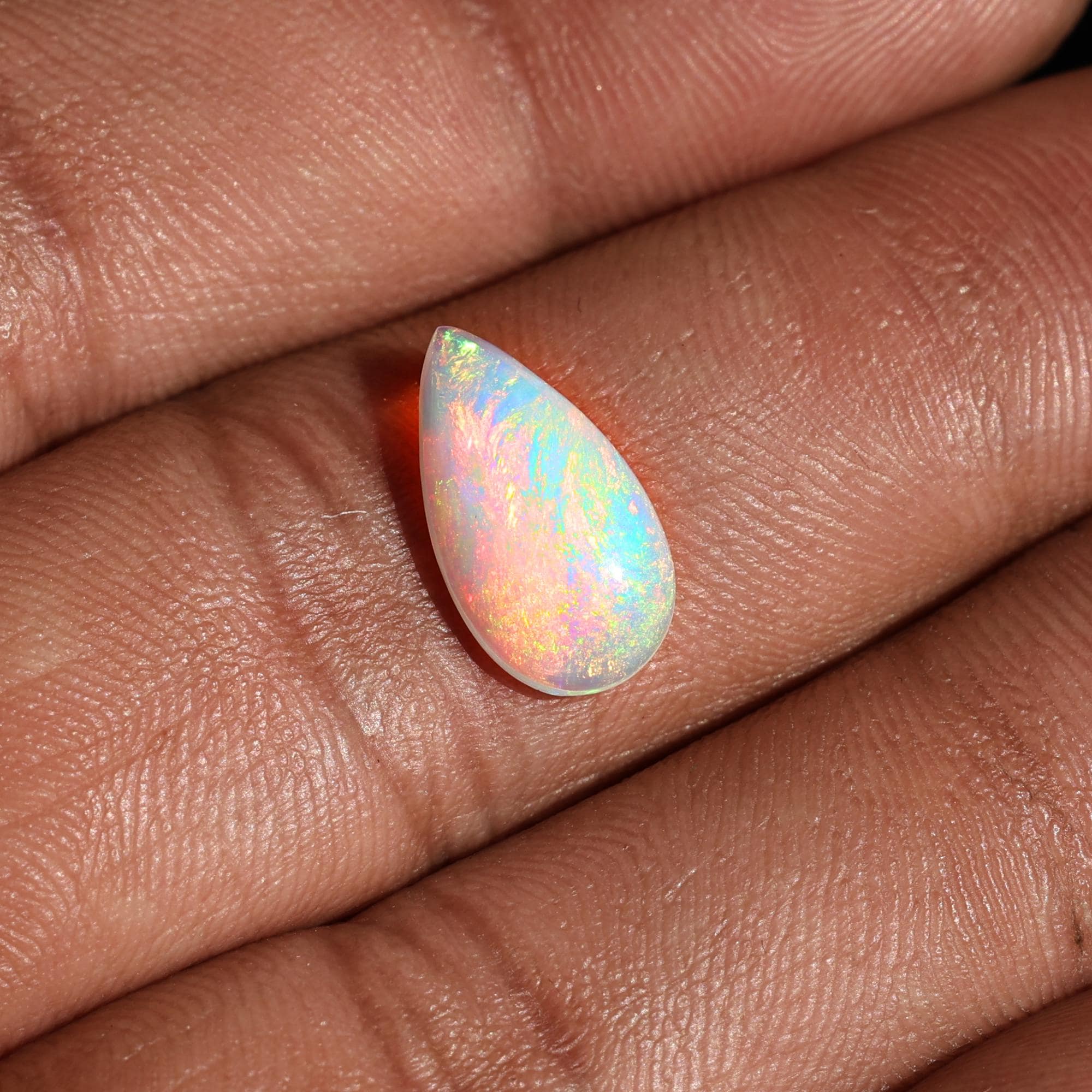 Natural Ethiopian Fire Opal Gemstone: White Cabochon Opal, Jewelry Making (2.05 Carat)