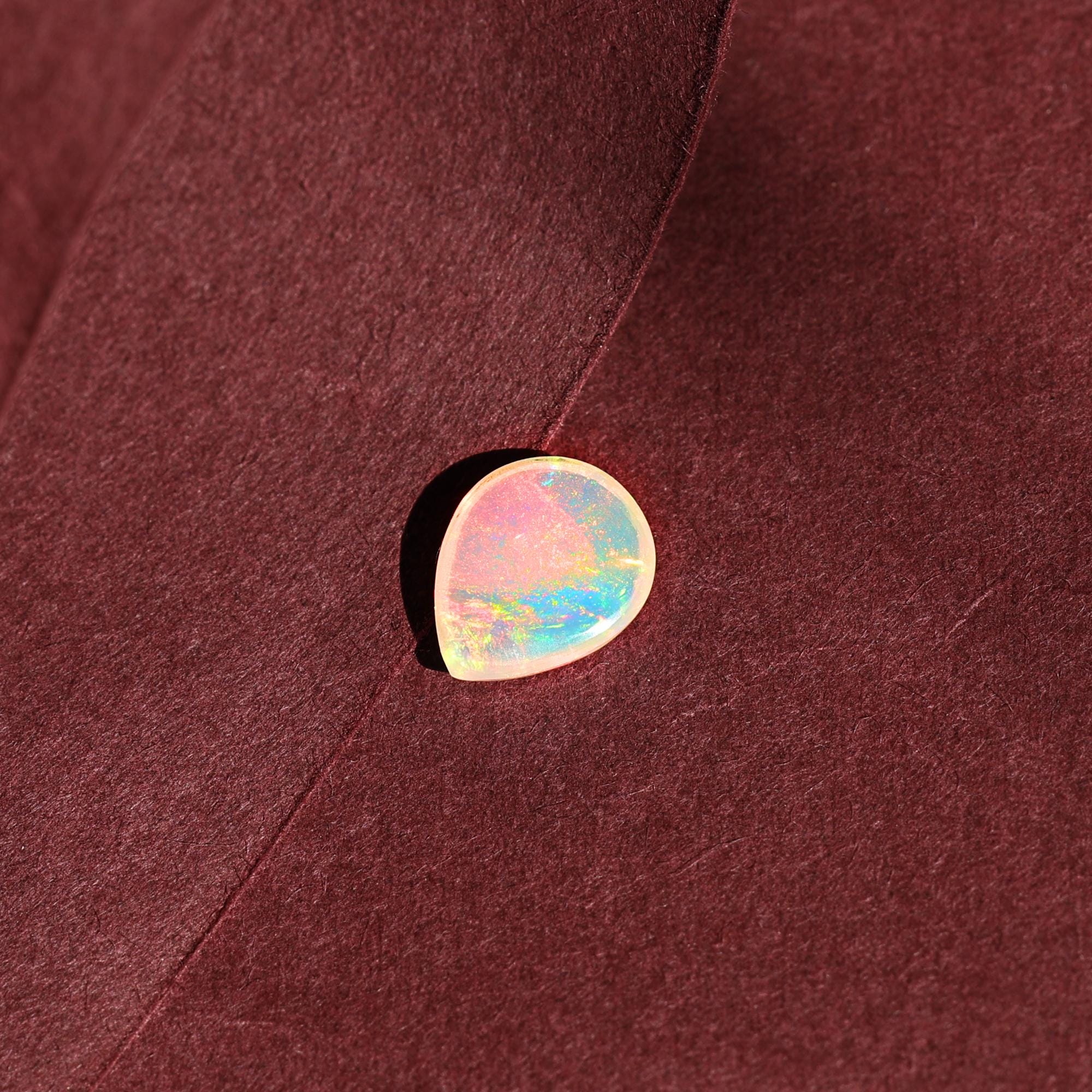 1.90 Carat Welo Fire Opal Cabochon: Pear-Cut Ethiopian Gemstone