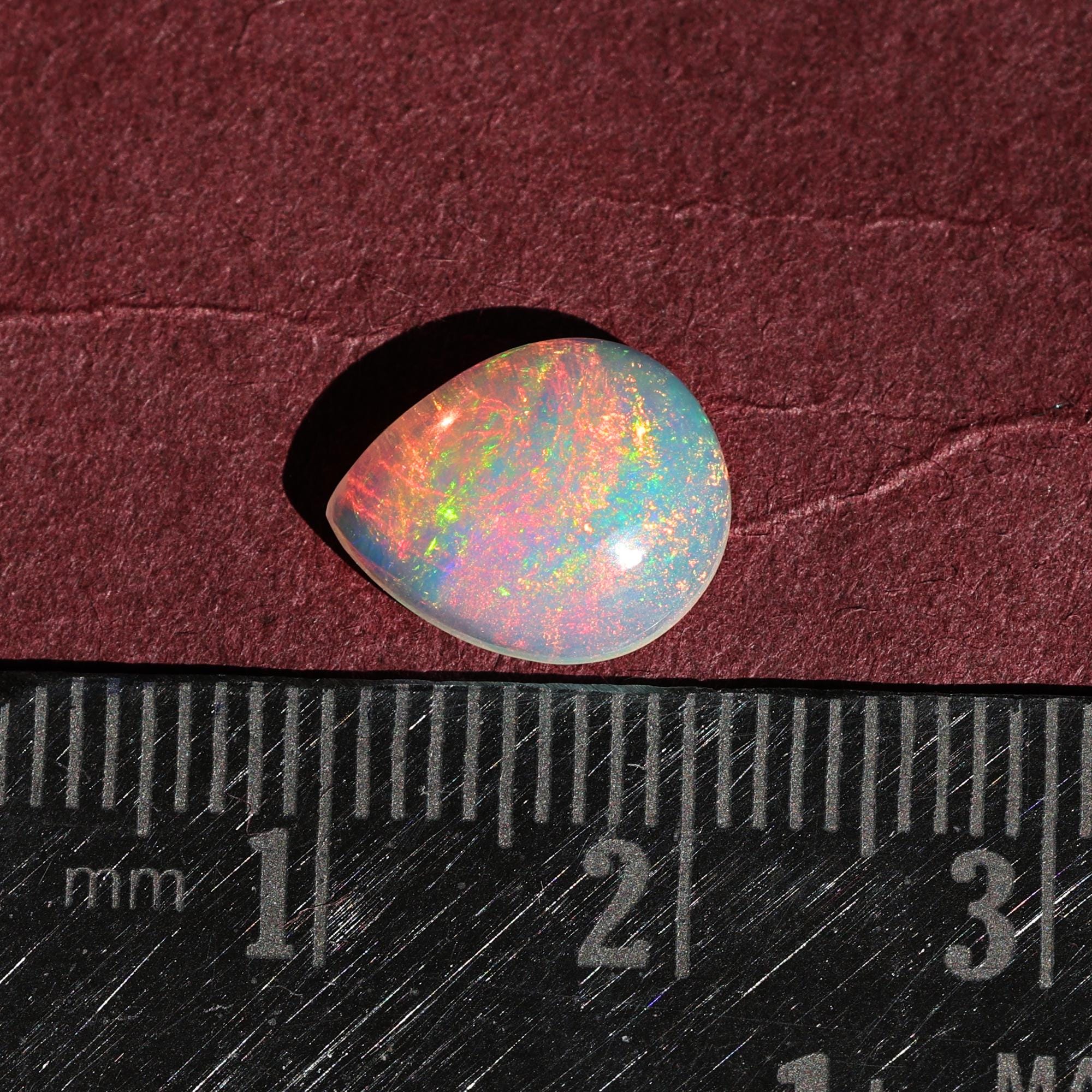 1.90 Carat Welo Fire Opal Cabochon: Pear-Cut Ethiopian Gemstone