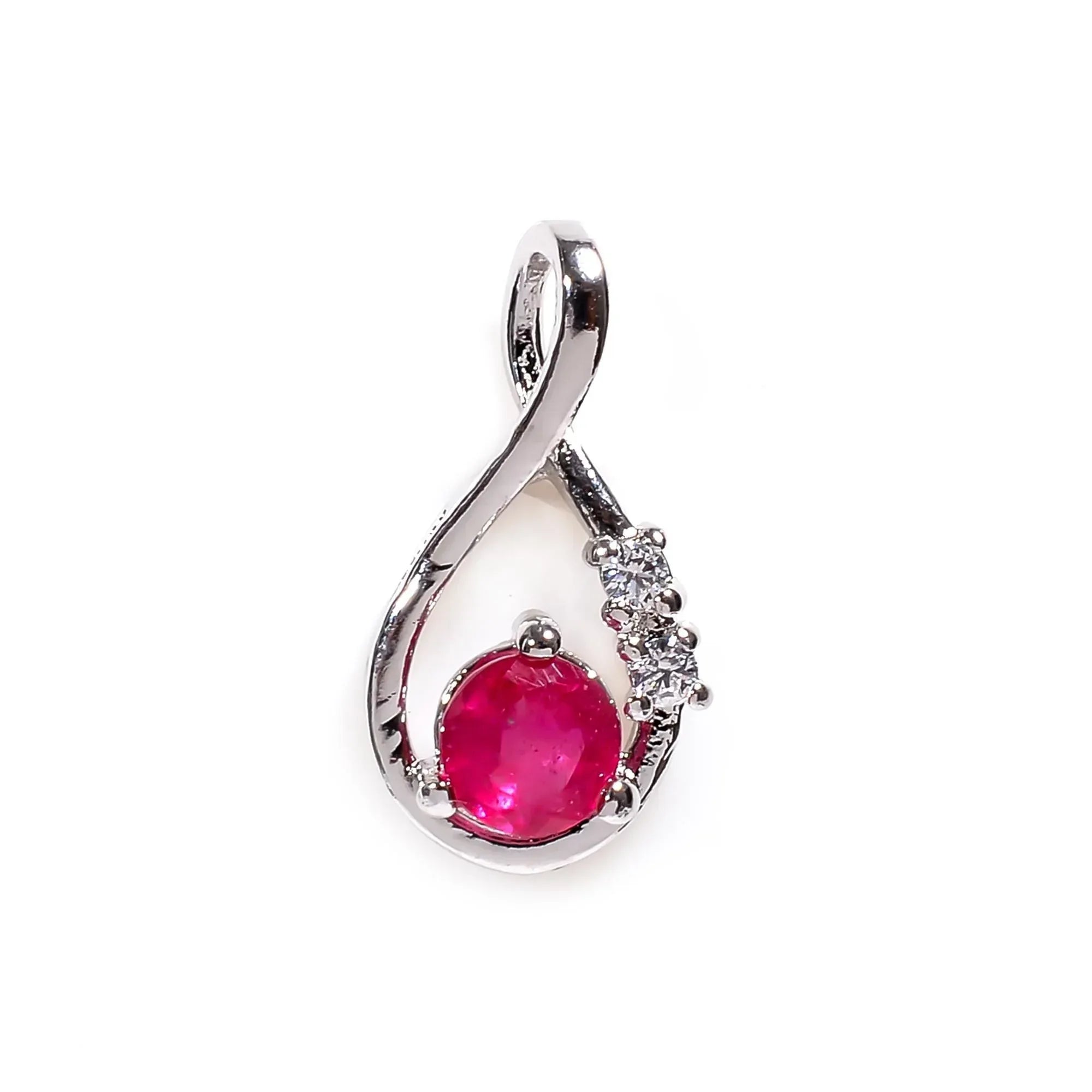 Emerald Ruby 925 Sterling Silver Pendant: 5mm Round Gemstone