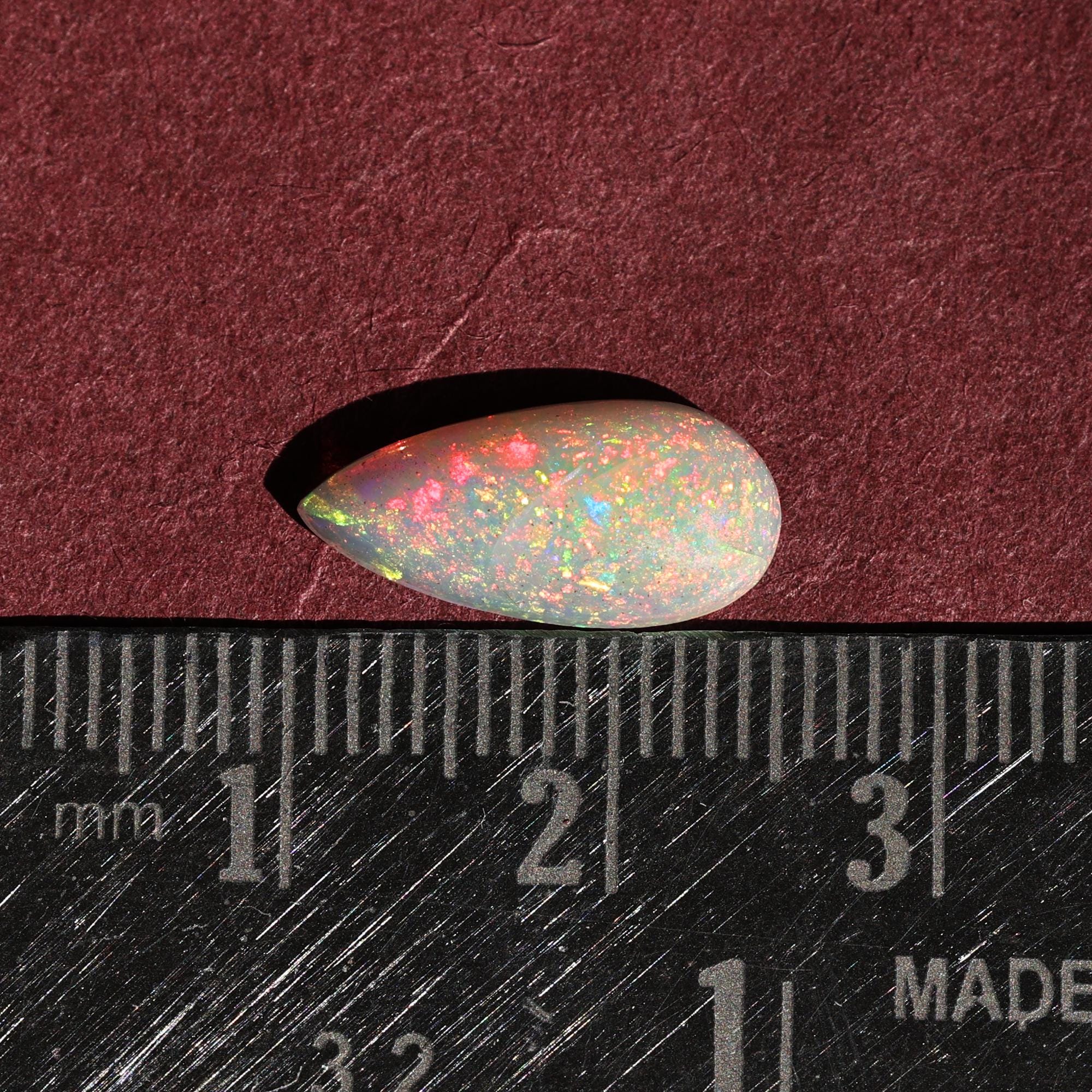 Pink Fire Ethiopian Opal Cabochon: 2 Carat Pear-Shaped Gemstone (7.00x15.00mm)