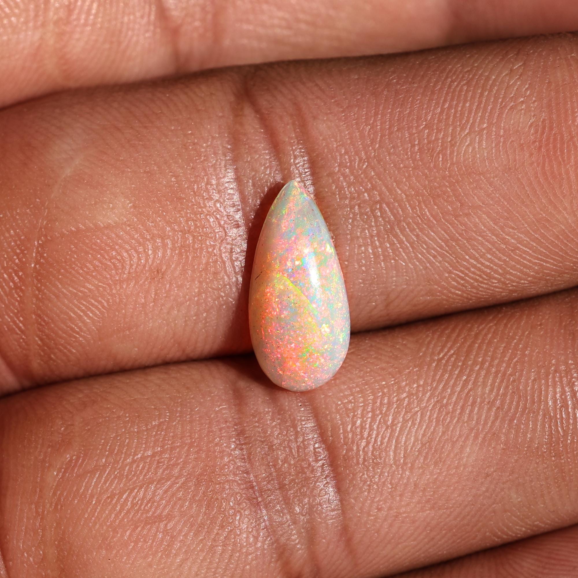 Pink Fire Ethiopian Opal Cabochon: 2 Carat Pear-Shaped Gemstone (7.00x15.00mm)