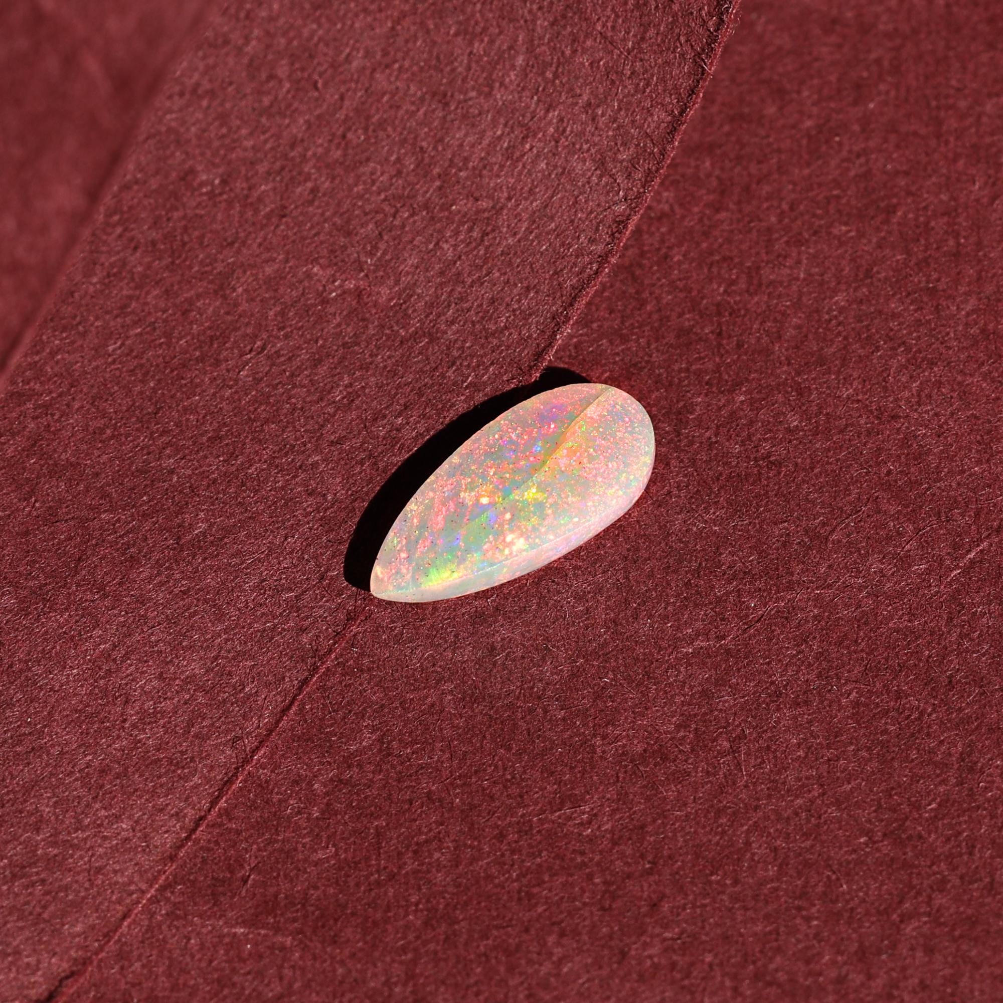 Pink Fire Ethiopian Opal Cabochon: 2 Carat Pear-Shaped Gemstone (7.00x15.00mm)