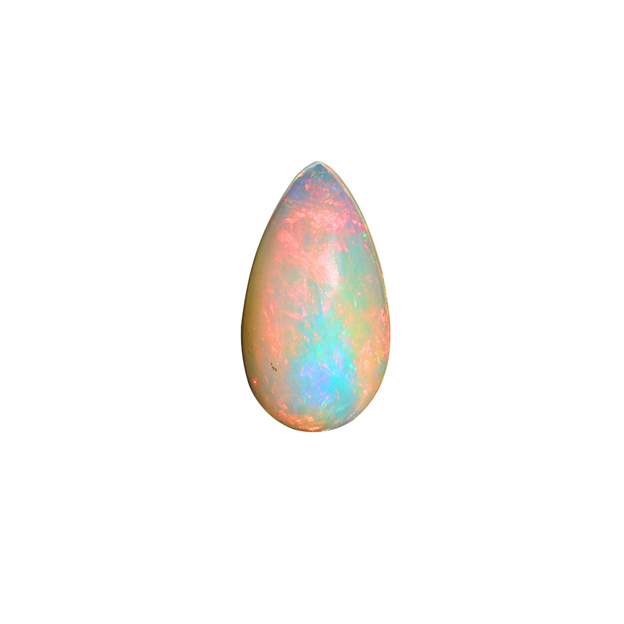 3 Carat White Ethiopian Opal Cabochon: Pear Gemstone for Jewelry
