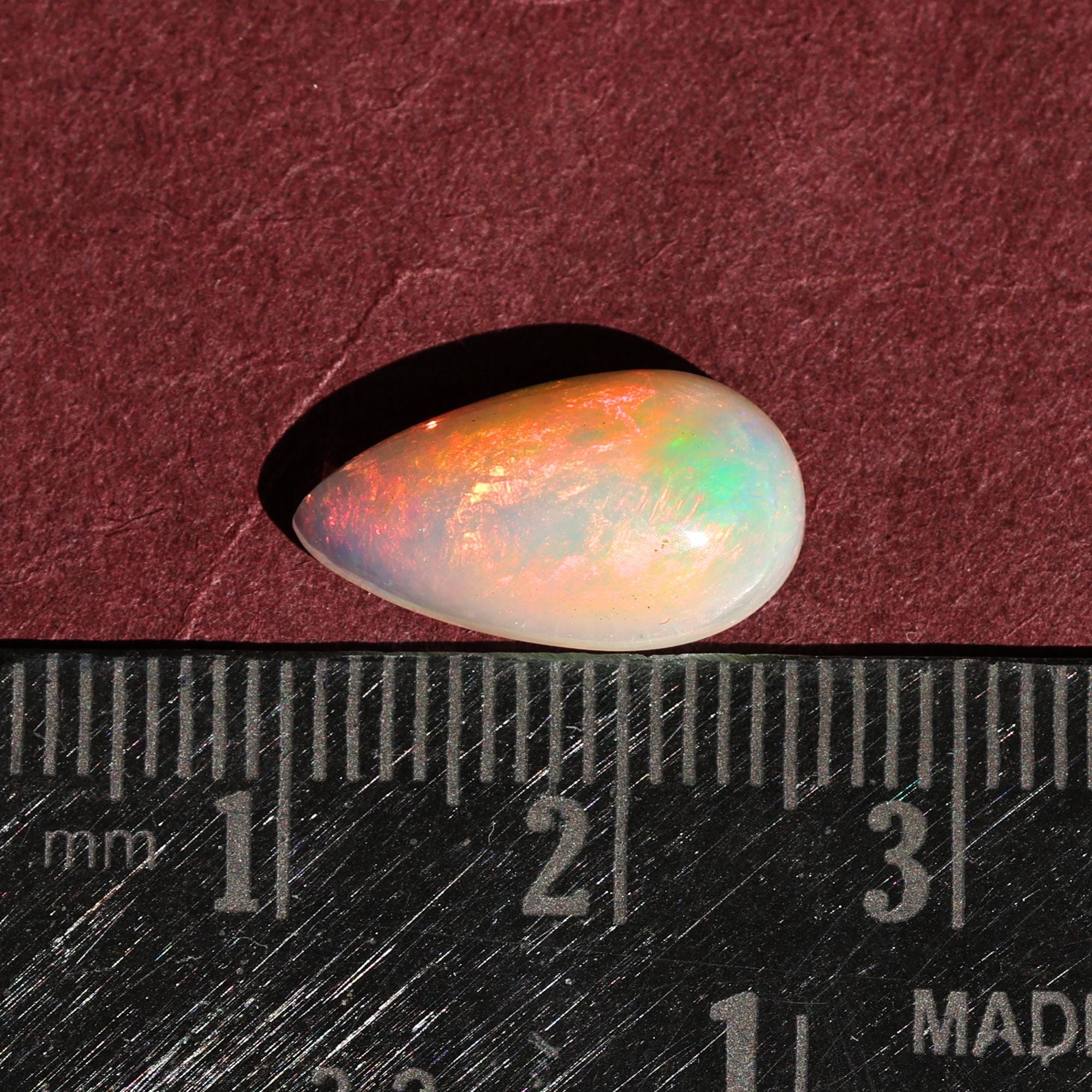 3 Carat White Ethiopian Opal Cabochon: Pear Gemstone for Jewelry