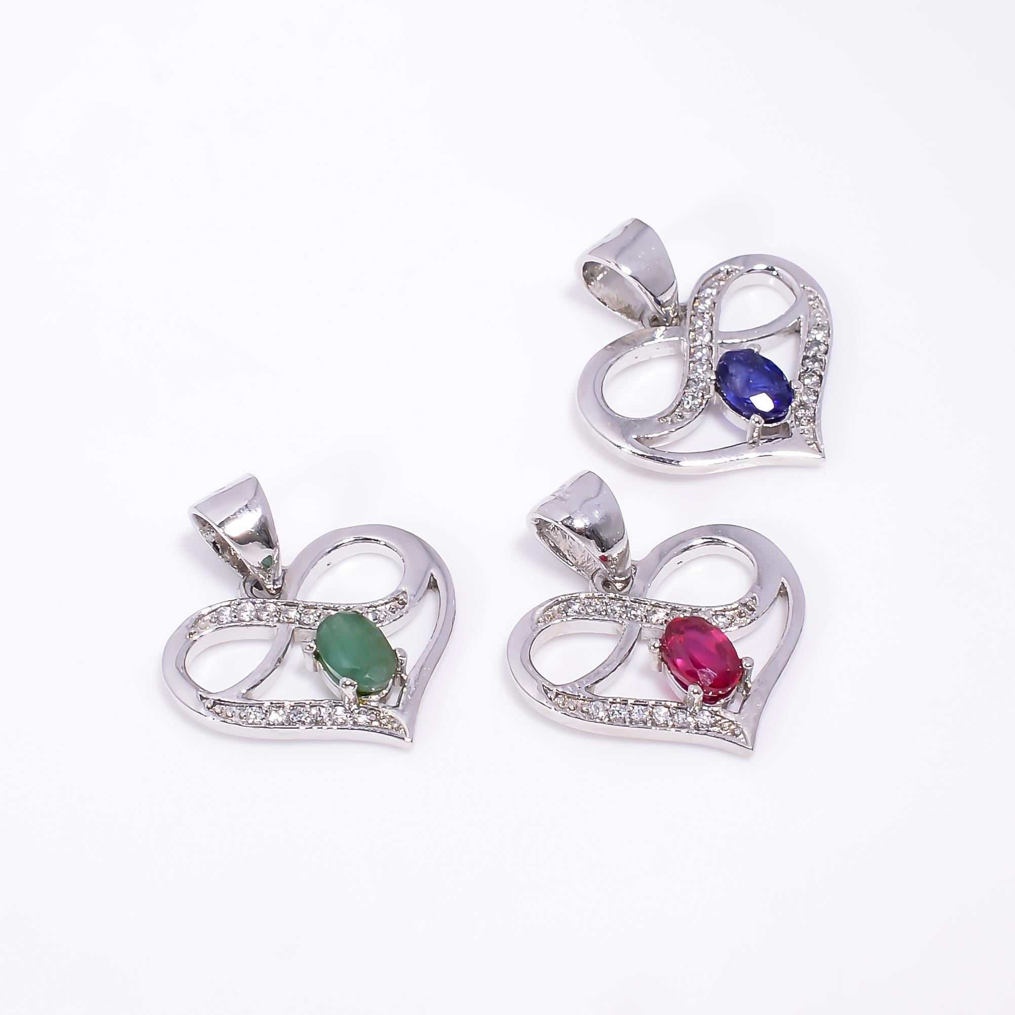 Heart Gemstone Pendant: Handmade 925 Sterling Silver, 4x6mm Oval