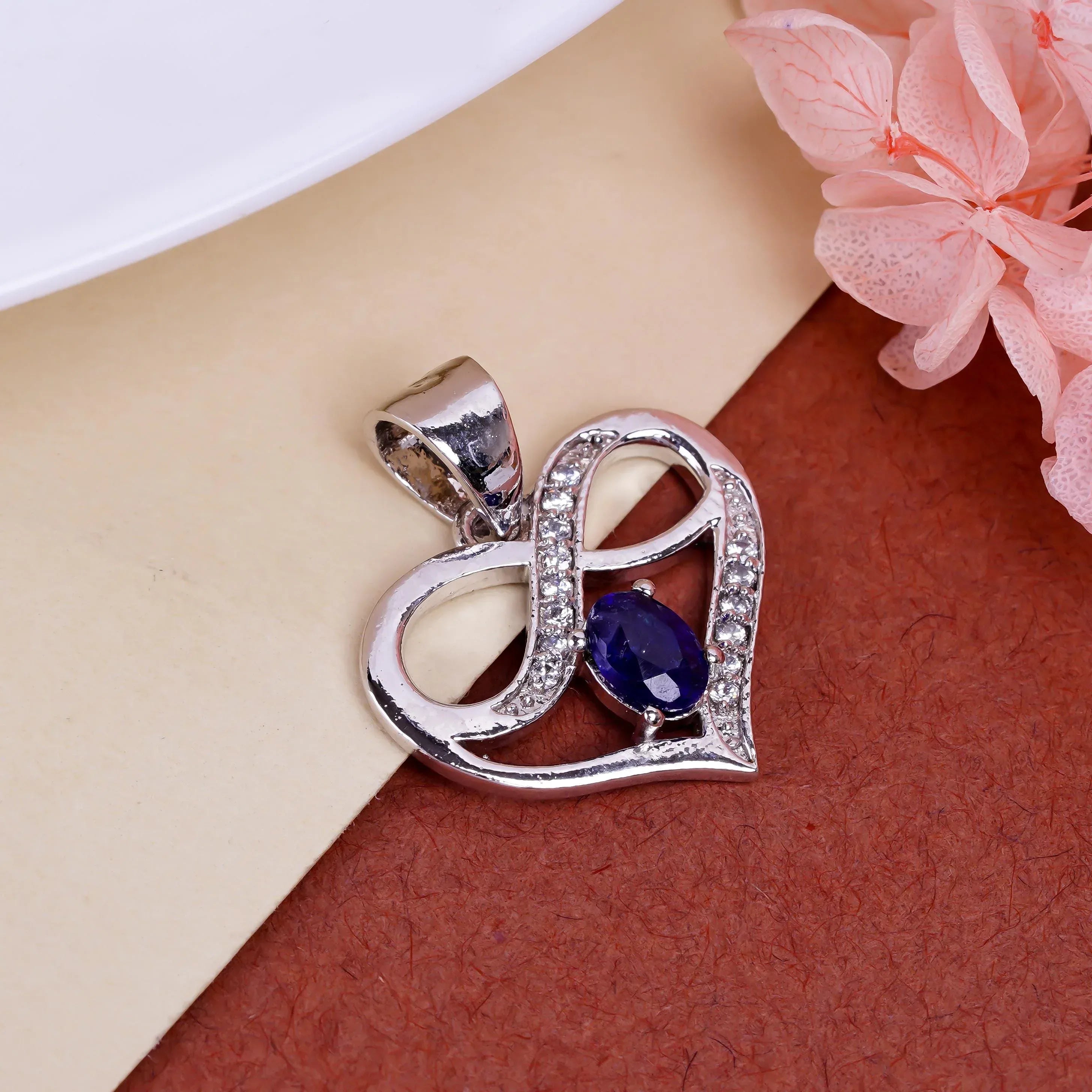 Heart Gemstone Pendant: Handmade 925 Sterling Silver, 4x6mm Oval