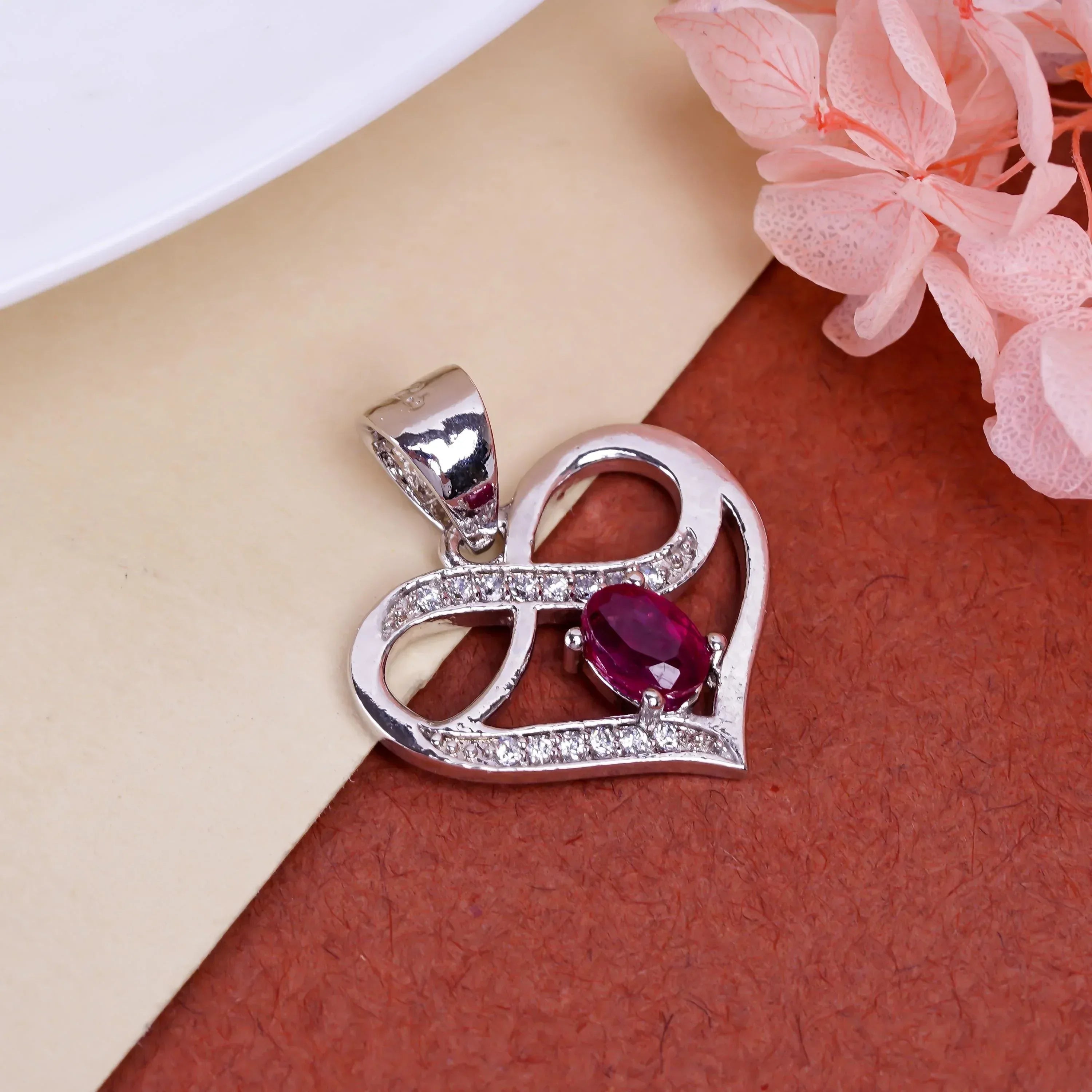 Heart Gemstone Pendant: Handmade 925 Sterling Silver, 4x6mm Oval