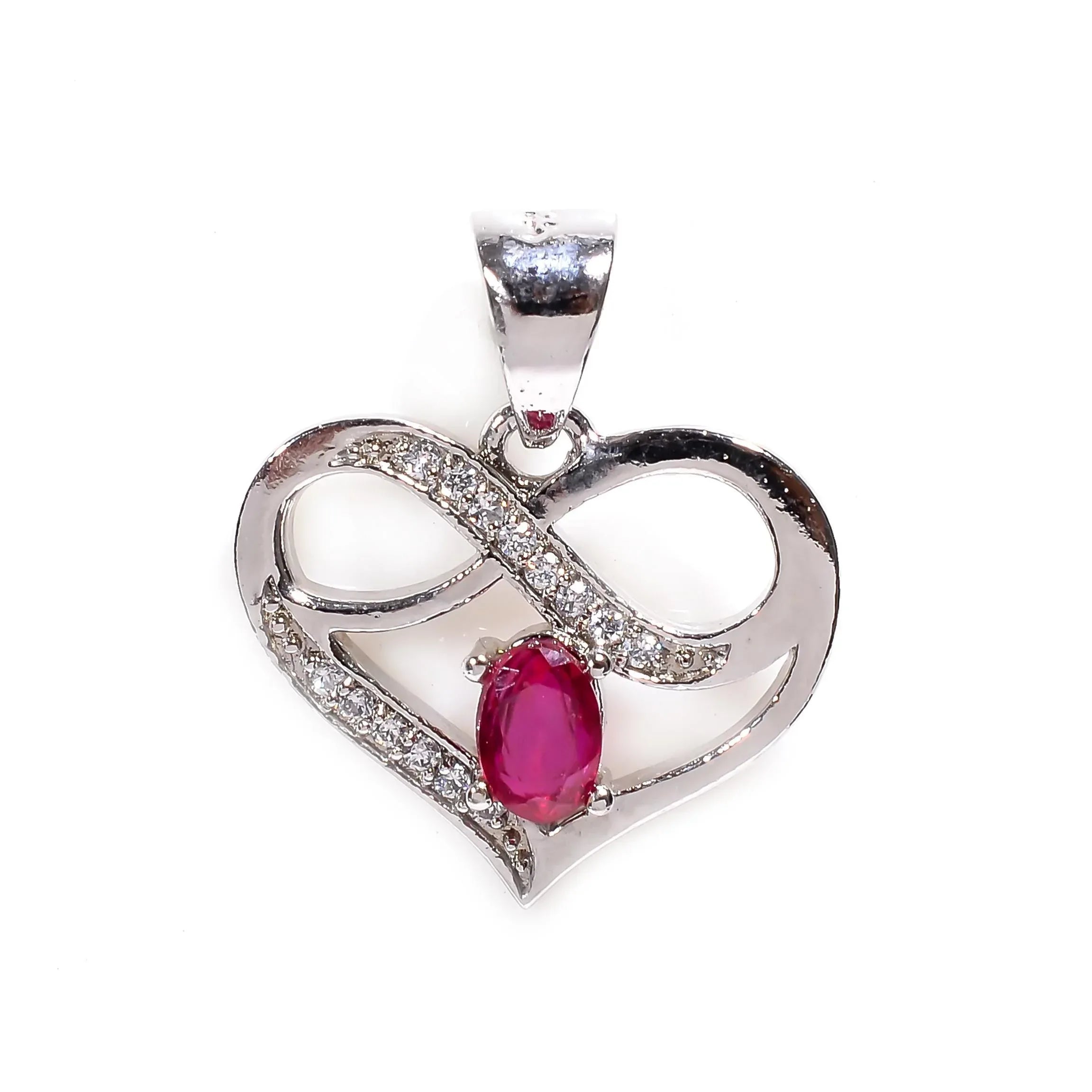 Heart Gemstone Pendant: Handmade 925 Sterling Silver, 4x6mm Oval