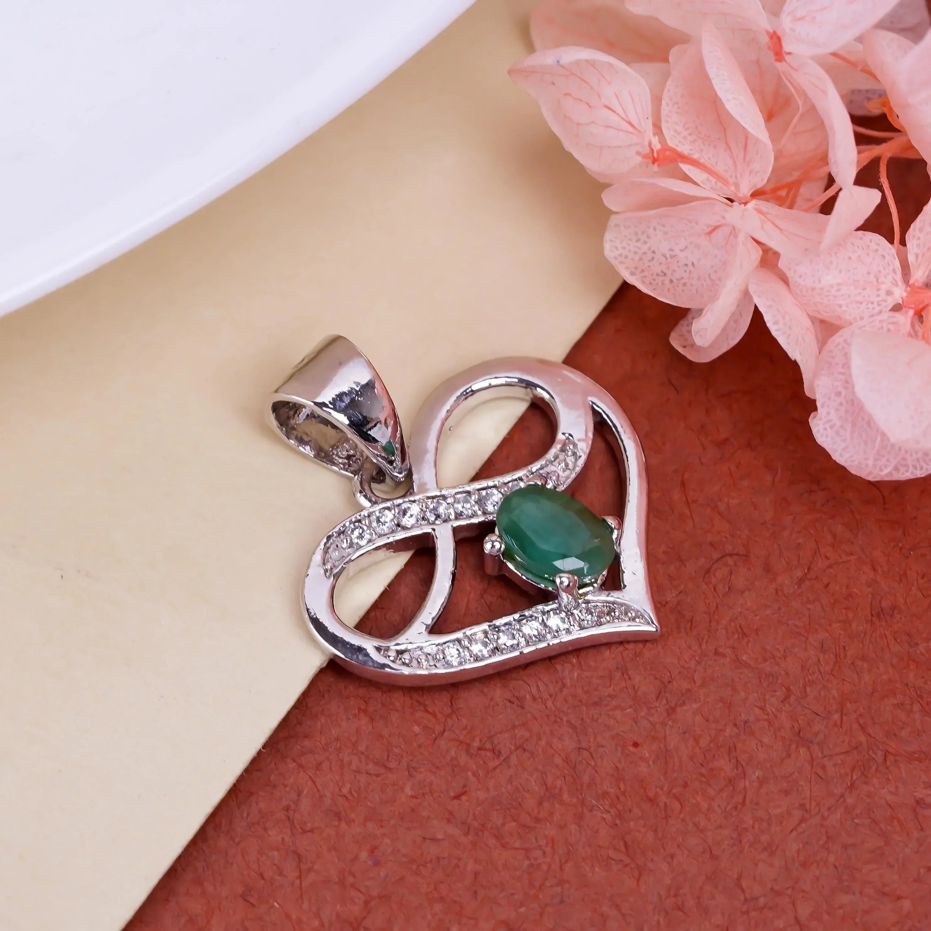 Heart Gemstone Pendant: Handmade 925 Sterling Silver, 4x6mm Oval