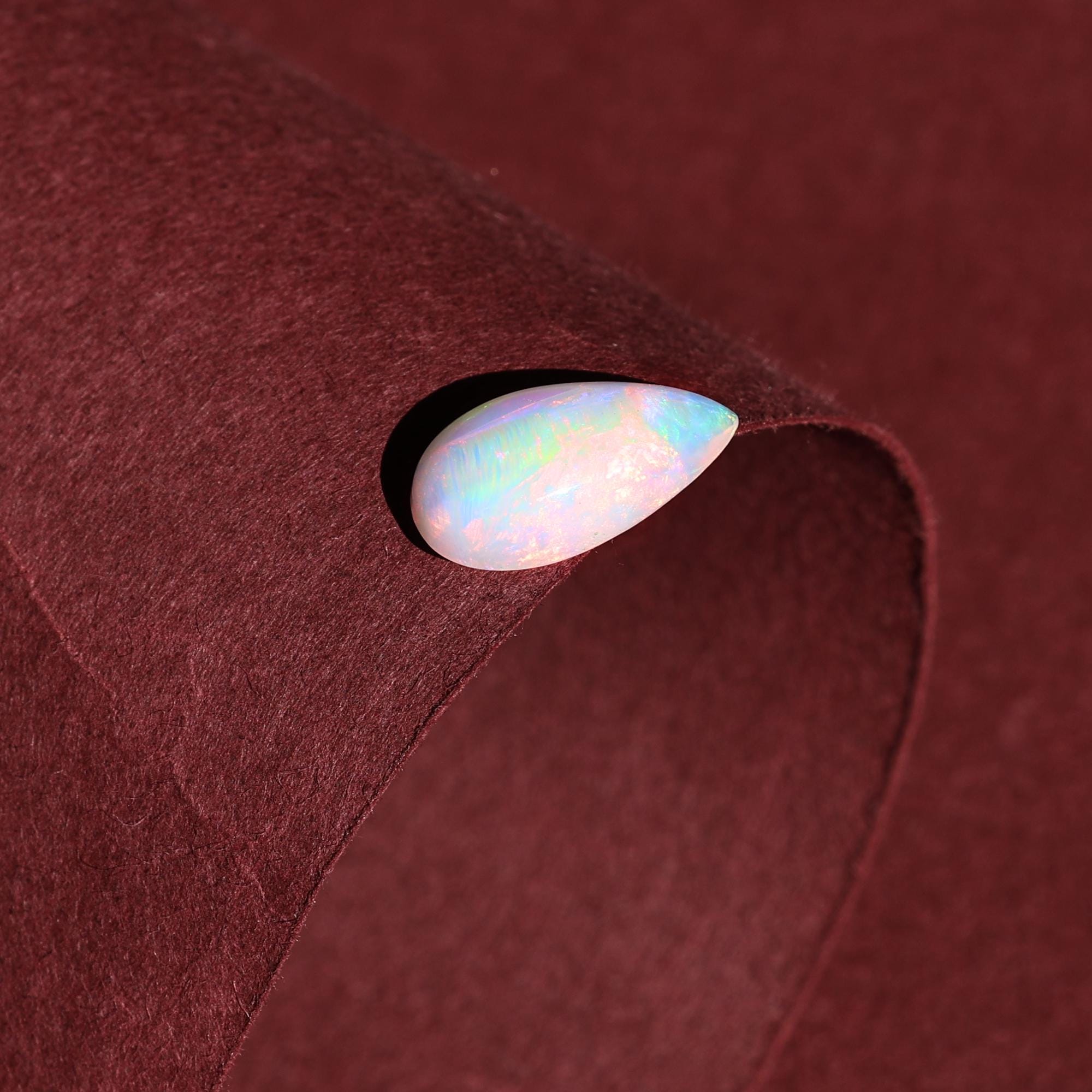 2.30 Carat White Ethiopian Opal Cabochon: Pear-Shaped Loose Gemstone