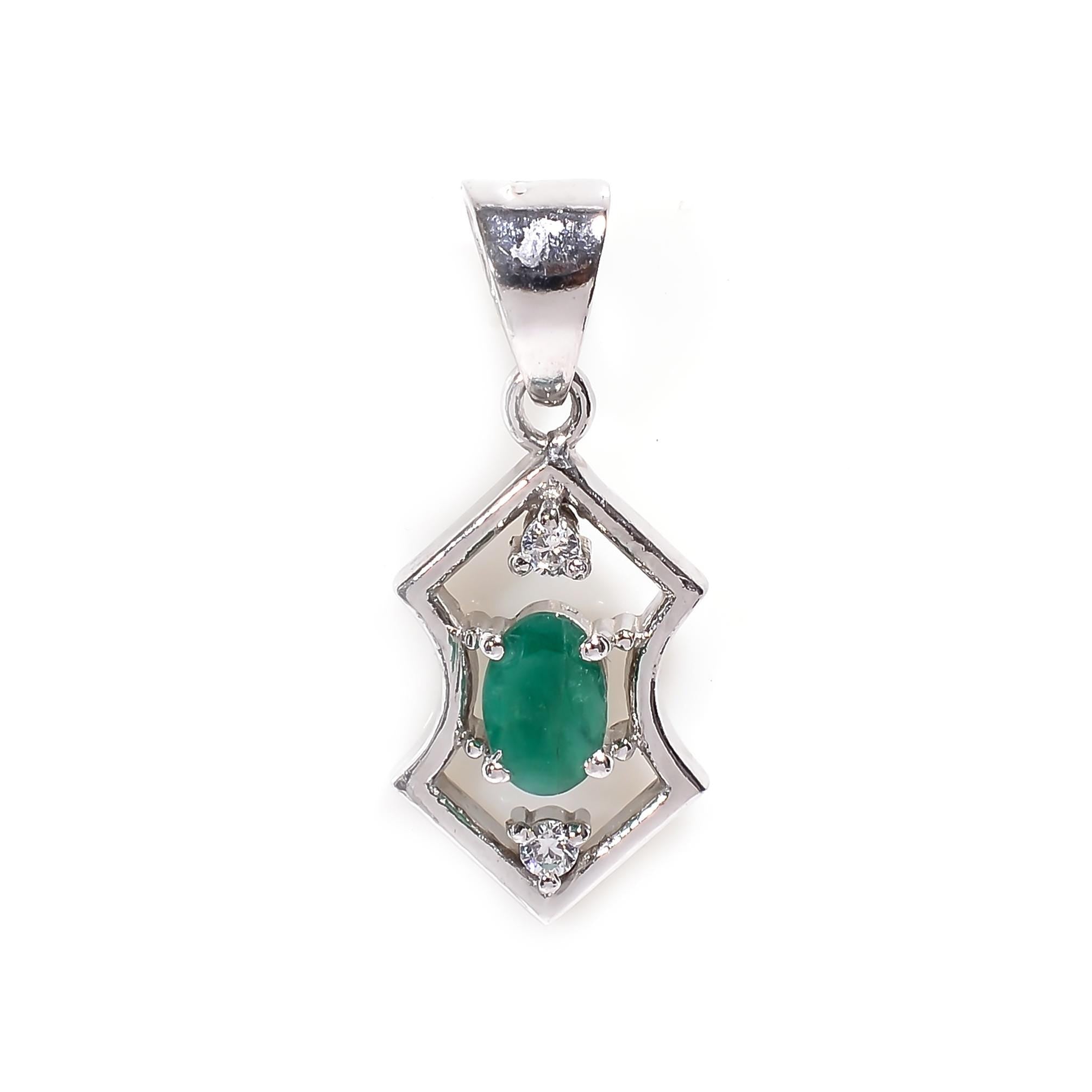Multi-Stone 925 Sterling Silver Pendant: Garnet, Ruby, Emerald