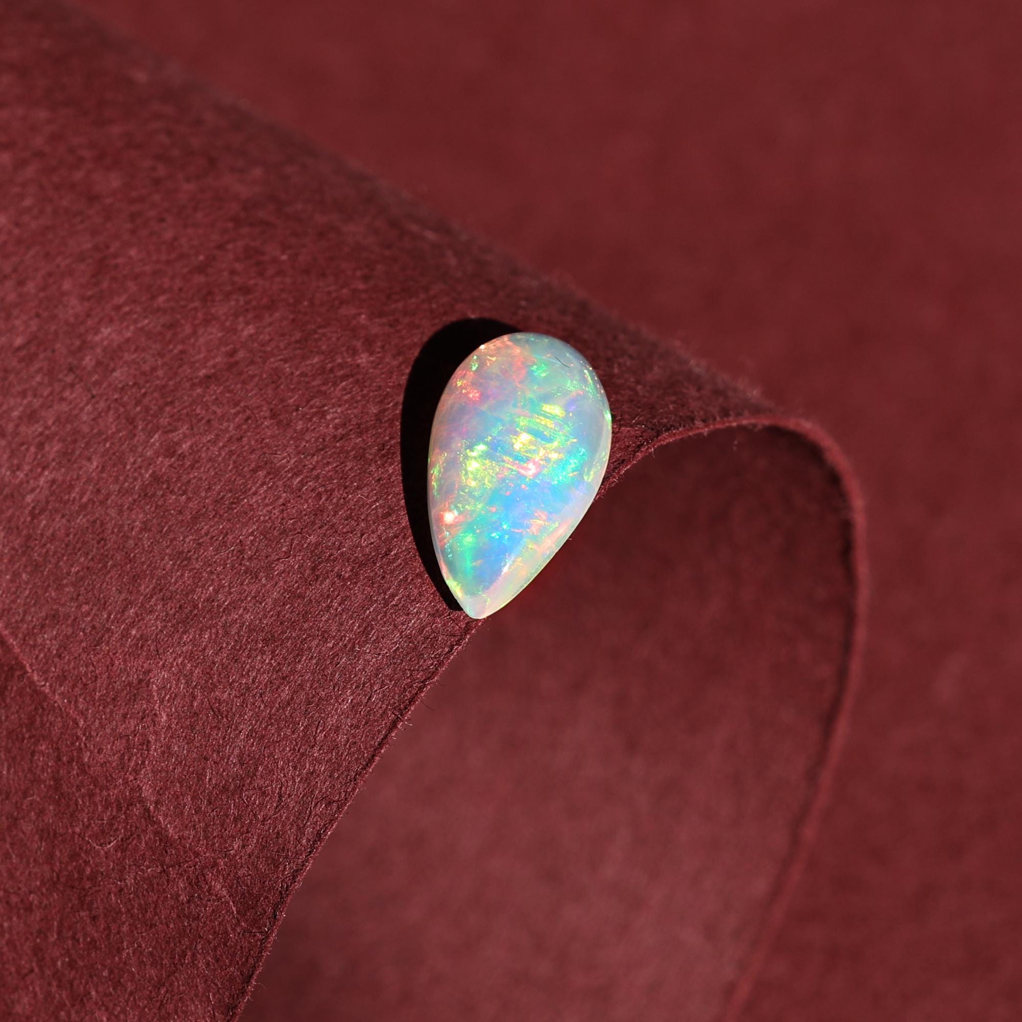 Natural Ethiopian Opal Gemstone  2 Carat White Fire Opal Cabochon for Jewelry Making